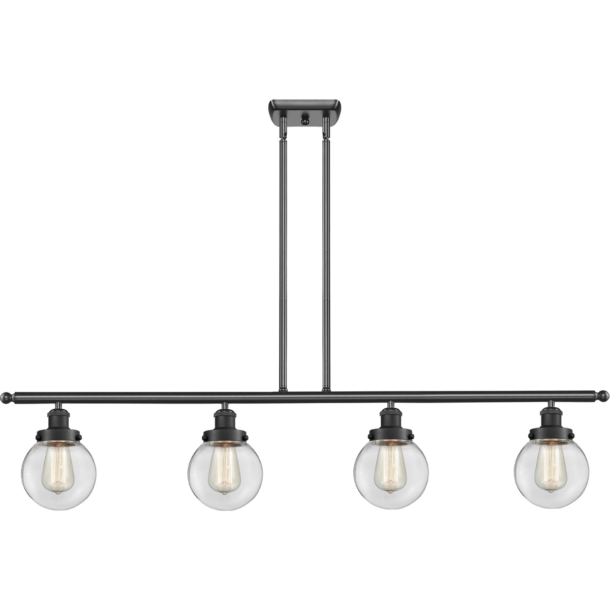 Ballston Beacon LED 48 inch Matte Black Island Light Ceiling Light in Clear Glass, Ballston