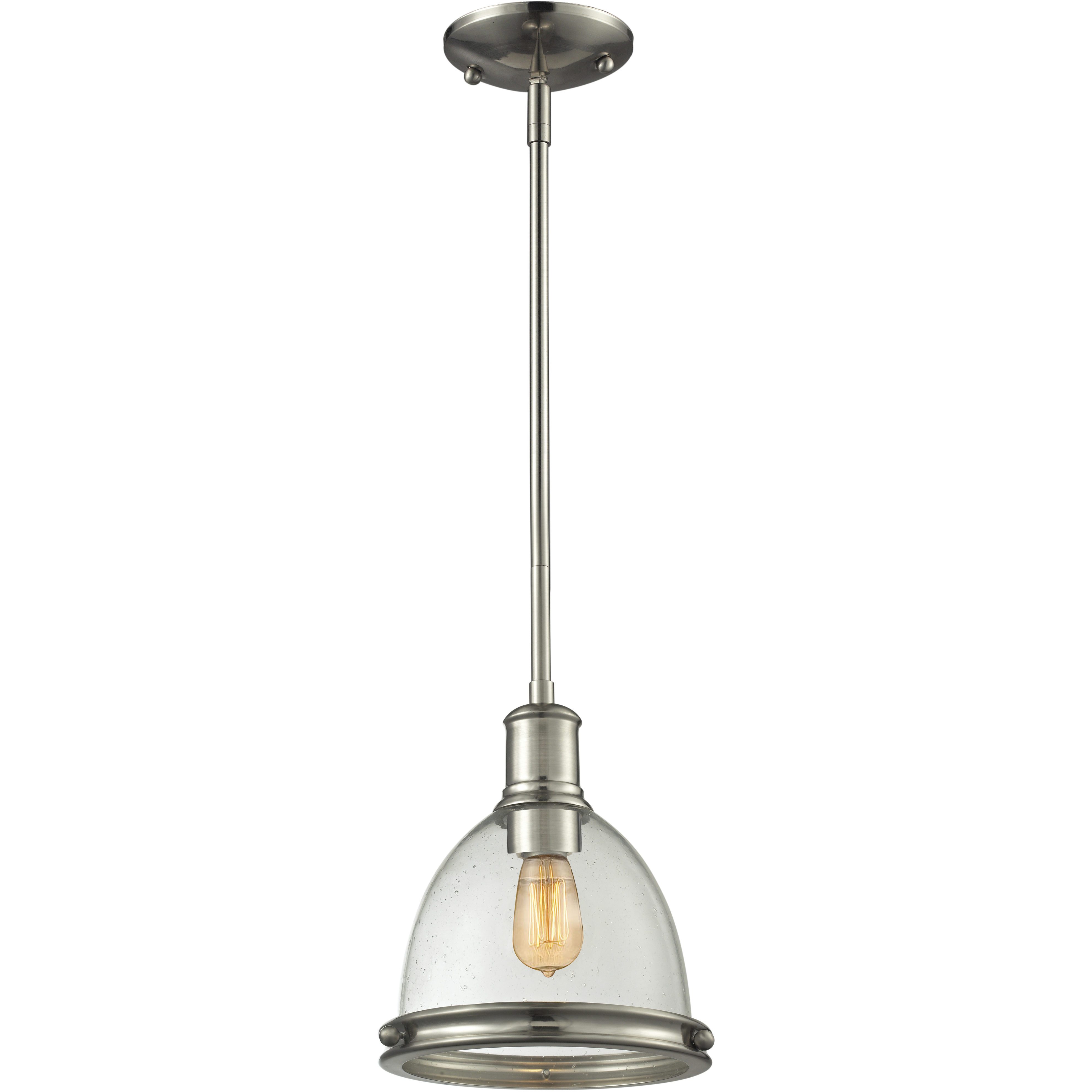 Mason 1 Light 8 inch Brushed Nickel Pendant Ceiling Light in Clear Seedy Glass