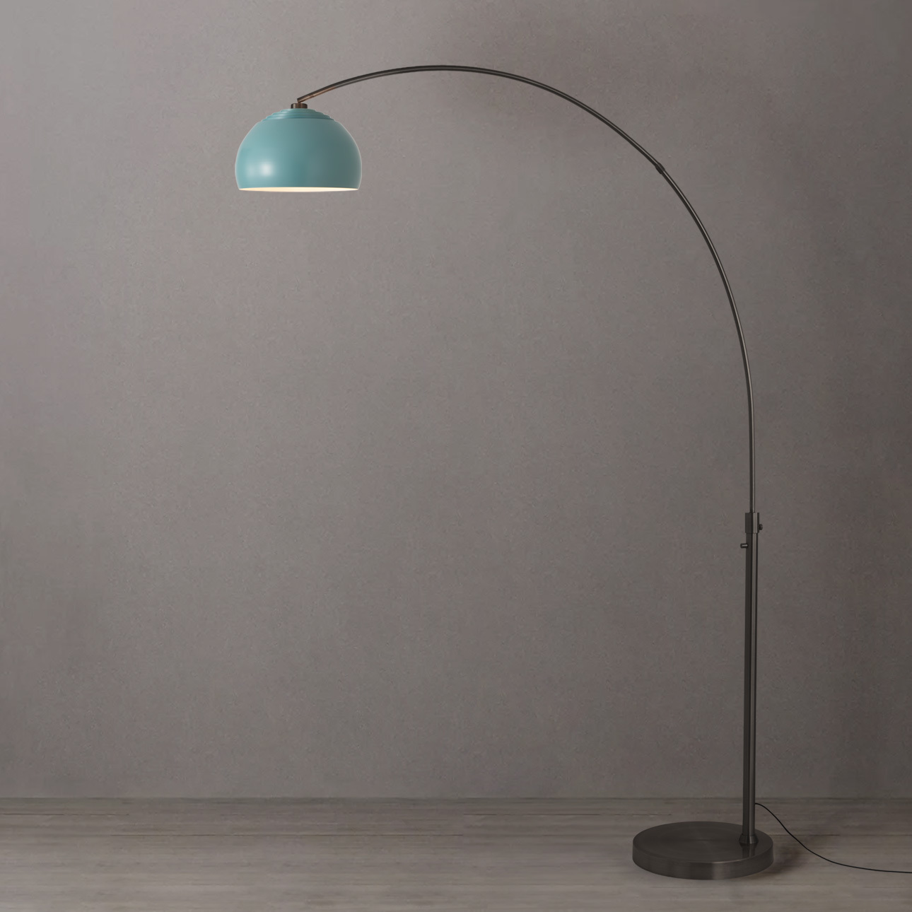 Half Dome 92 inch 14 watt Black Nickel Arc Floor Lamp Portable Light in Turquoise Steel
