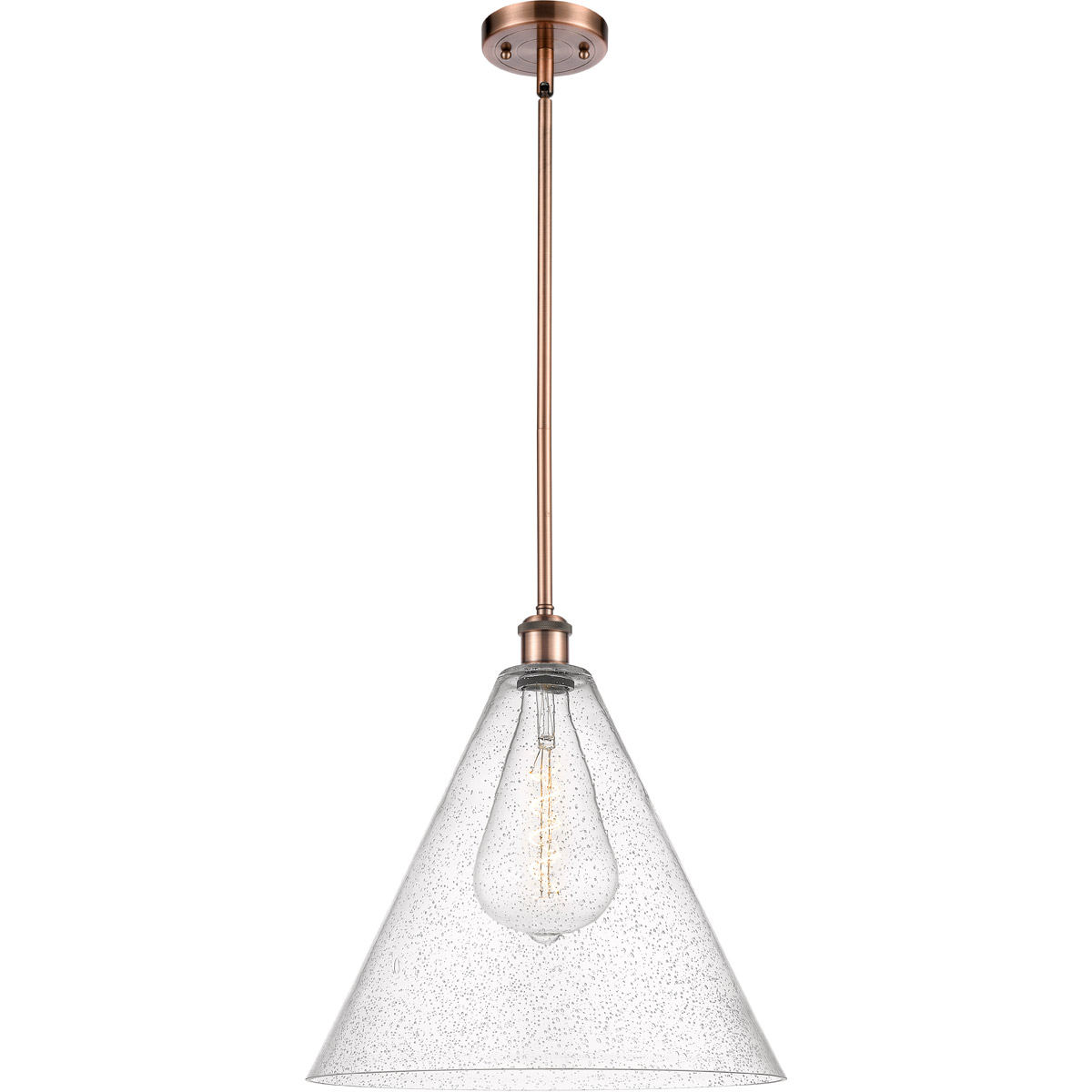 Ballston Cone LED 16 inch Antique Copper Pendant Ceiling Light in Seedy Glass