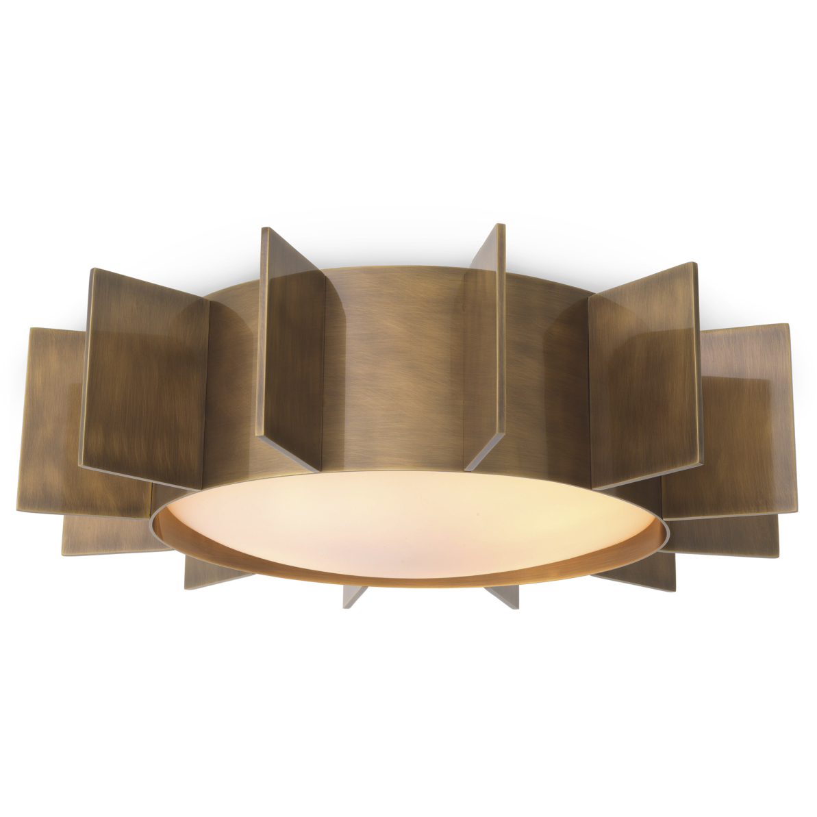 Mario 4 Light 23.62 inch Vintage Brass and White Glass Ceiling Lamp Ceiling Light