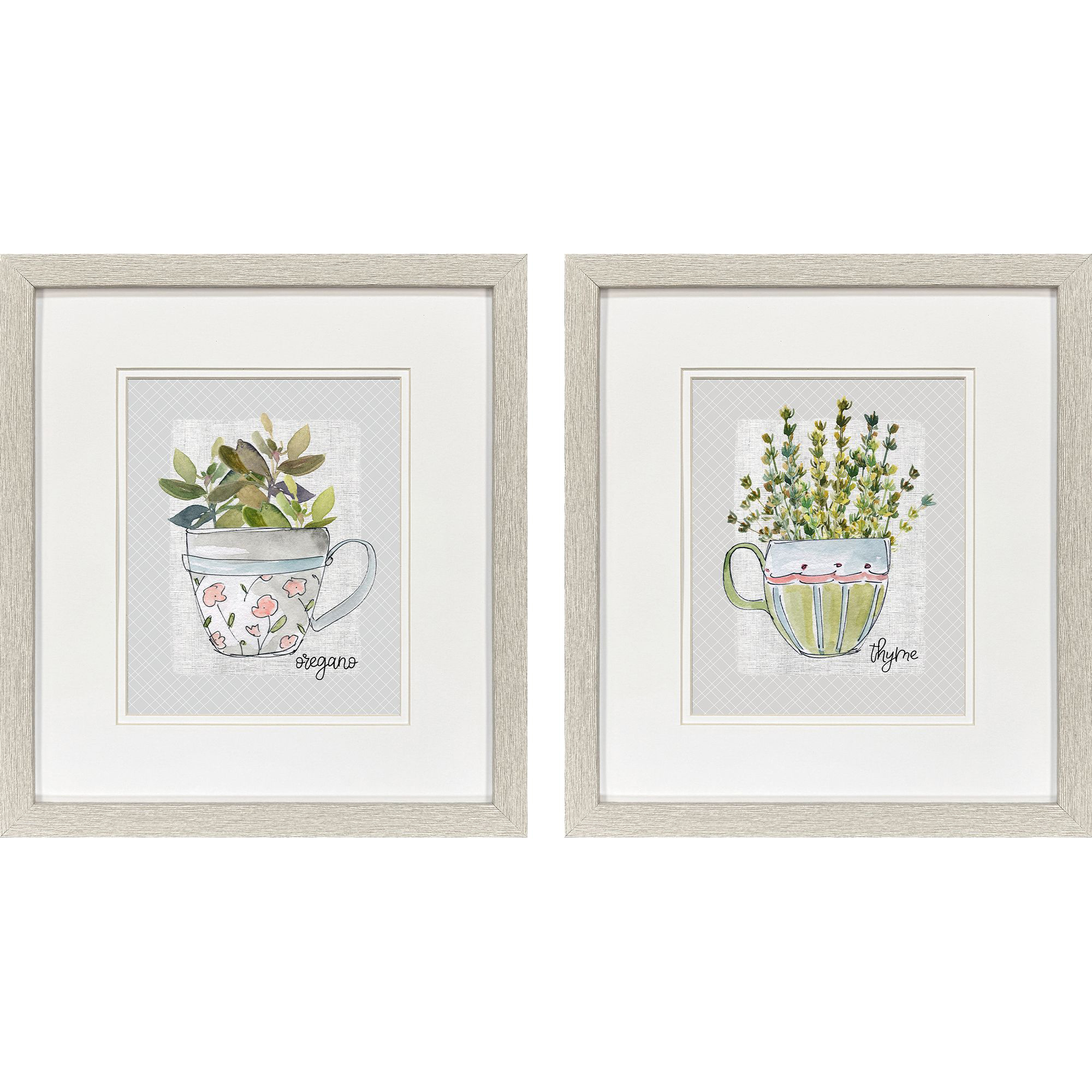 Herb & Wildflower II Green and Multi and Gray and Pink Framed Art, Propac