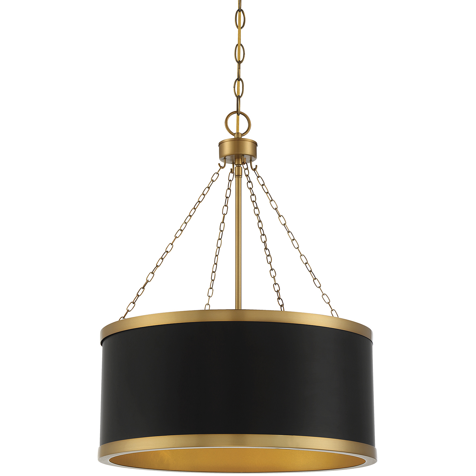 Delphi 6 Light 19 inch Black with Warm Brass Accents Pendant Ceiling Light