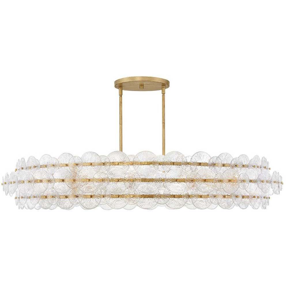 Rene 10 Light 60 inch Distressed Brass Chandelier Ceiling Light