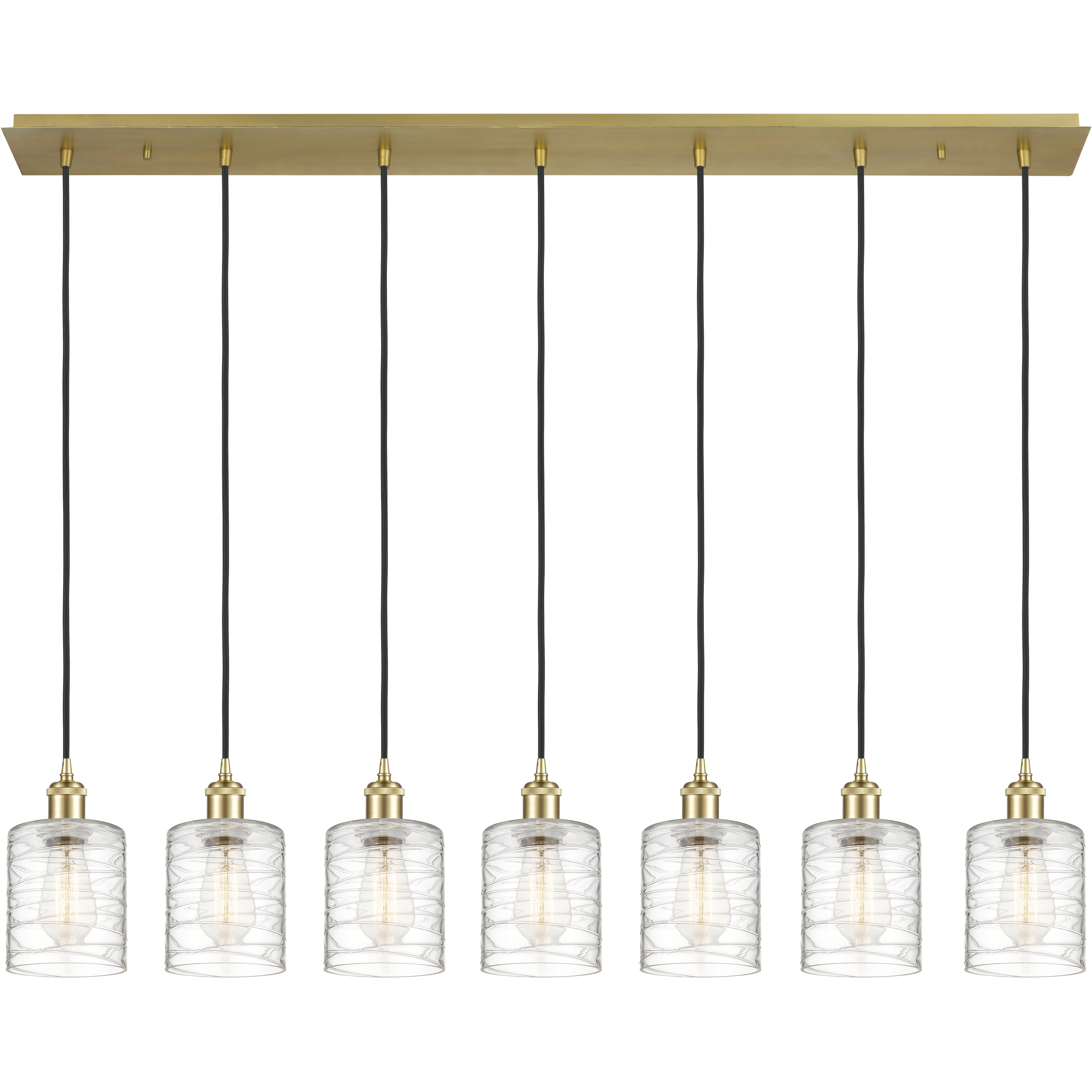 Ballston Cobbleskill 7 Light 48.5 inch Satin Gold Linear Pendant Ceiling Light