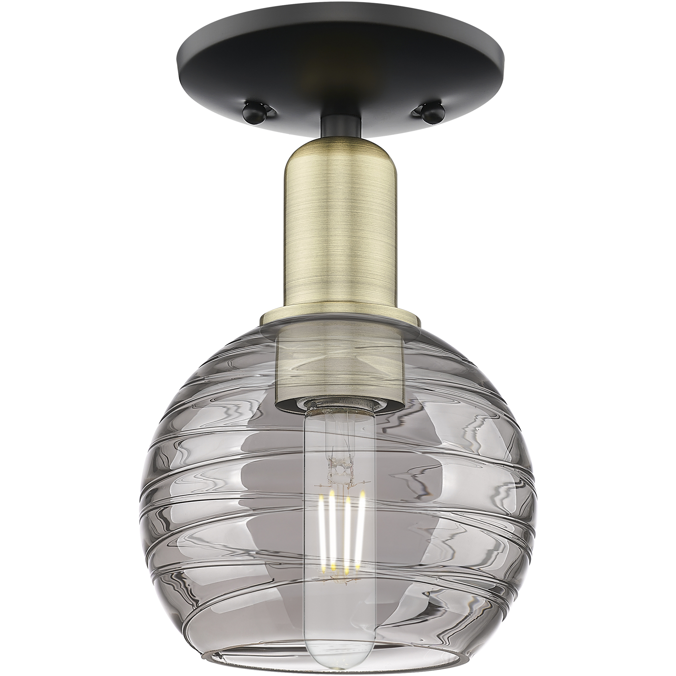 Athens Deco Swirl 1 Light 5.88 inch Black Antique Brass Semi-Flush Mount Ceiling Light