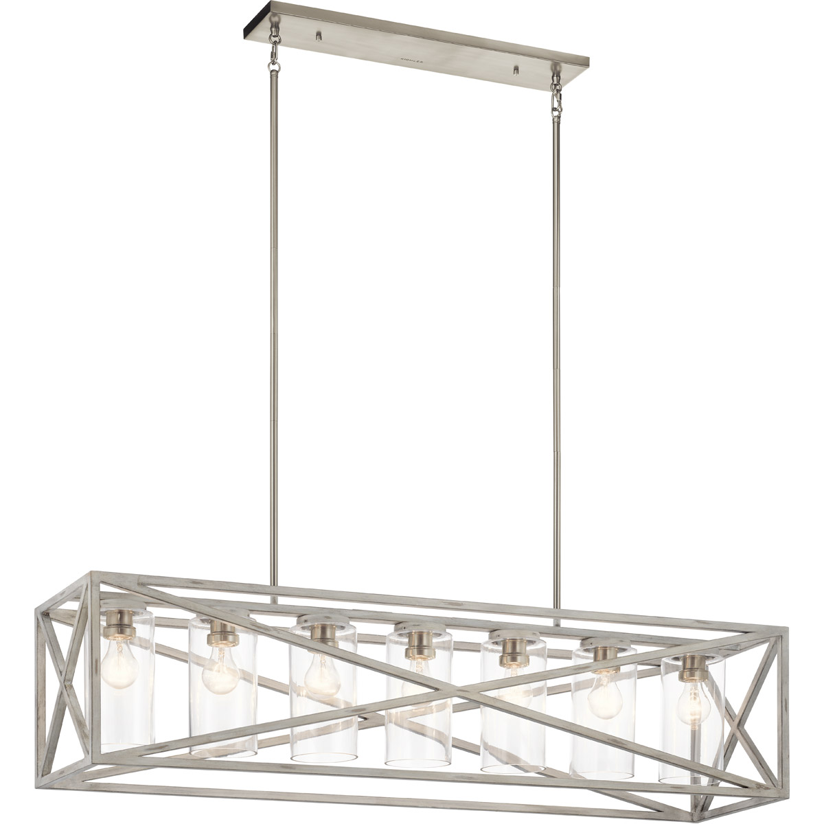 Moorgate 7 Light 12 inch Distressed Antique White Chandelier Linear Ceiling Light