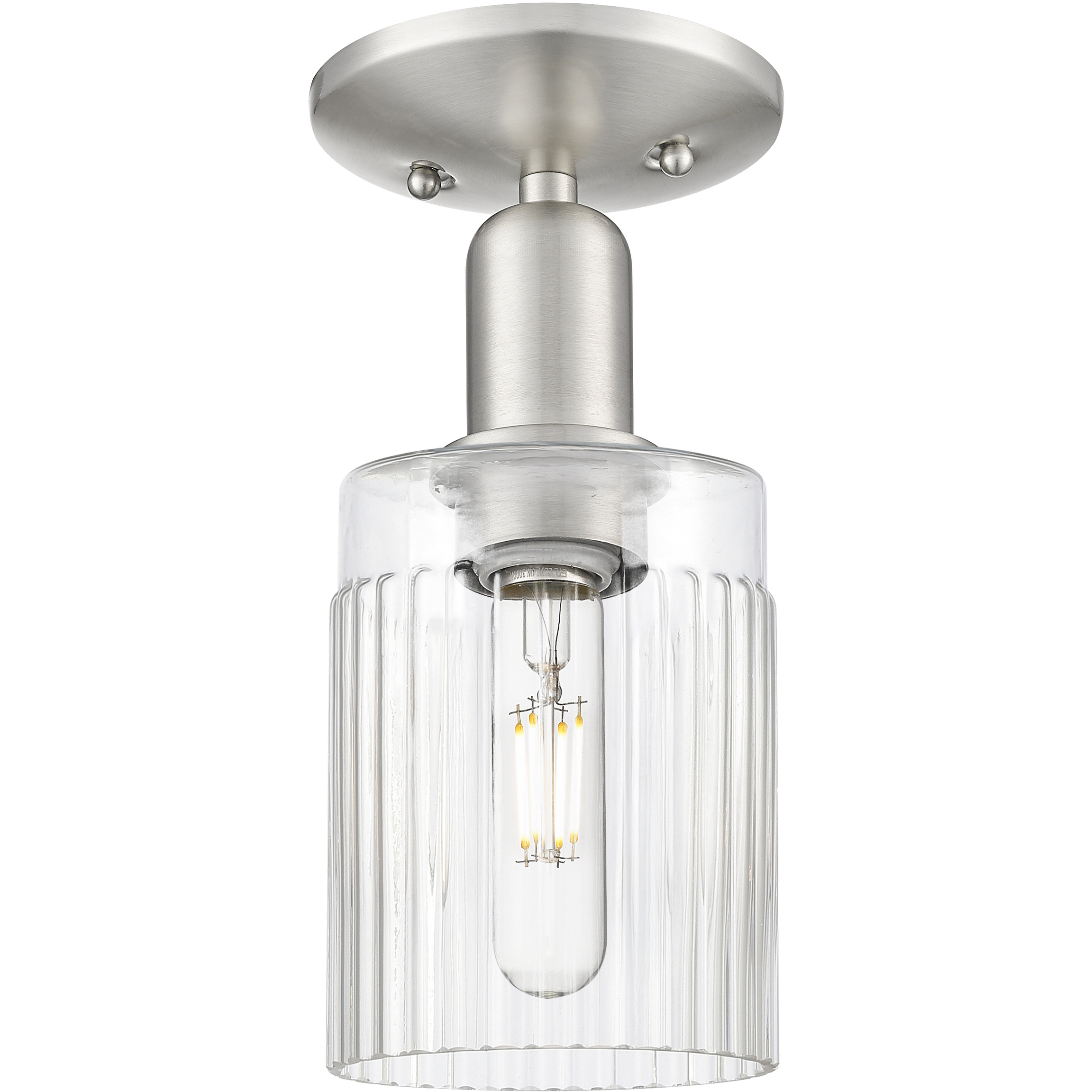 Arcadia Hadley 1 Light 4.88 inch Brushed Satin Nickel Semi-Flush Mount Ceiling Light in Clear