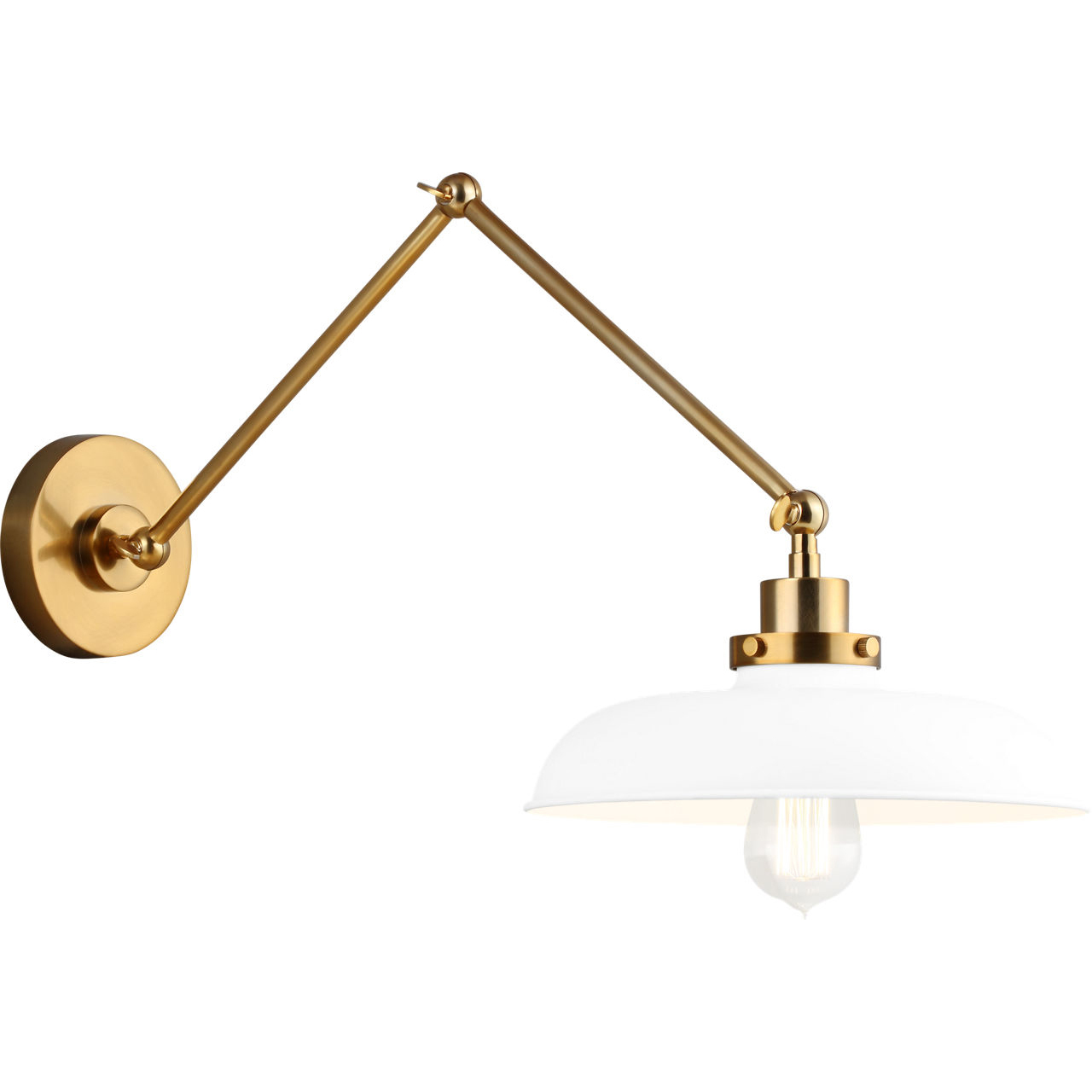 C&M by Chapman & Myers Wellfleet 26 inch 75 watt Matte White and Burnished Brass Task Sconce Wall Light in Matte White / Burnished Brass
