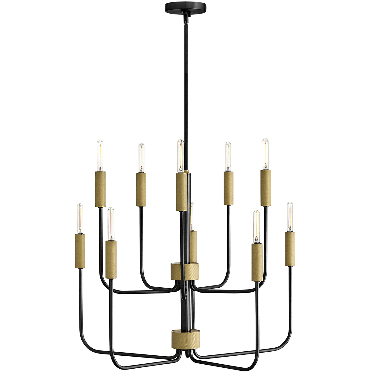 Austen 10 Light 30 inch Black with Lacquered Brass Chandelier Ceiling Light