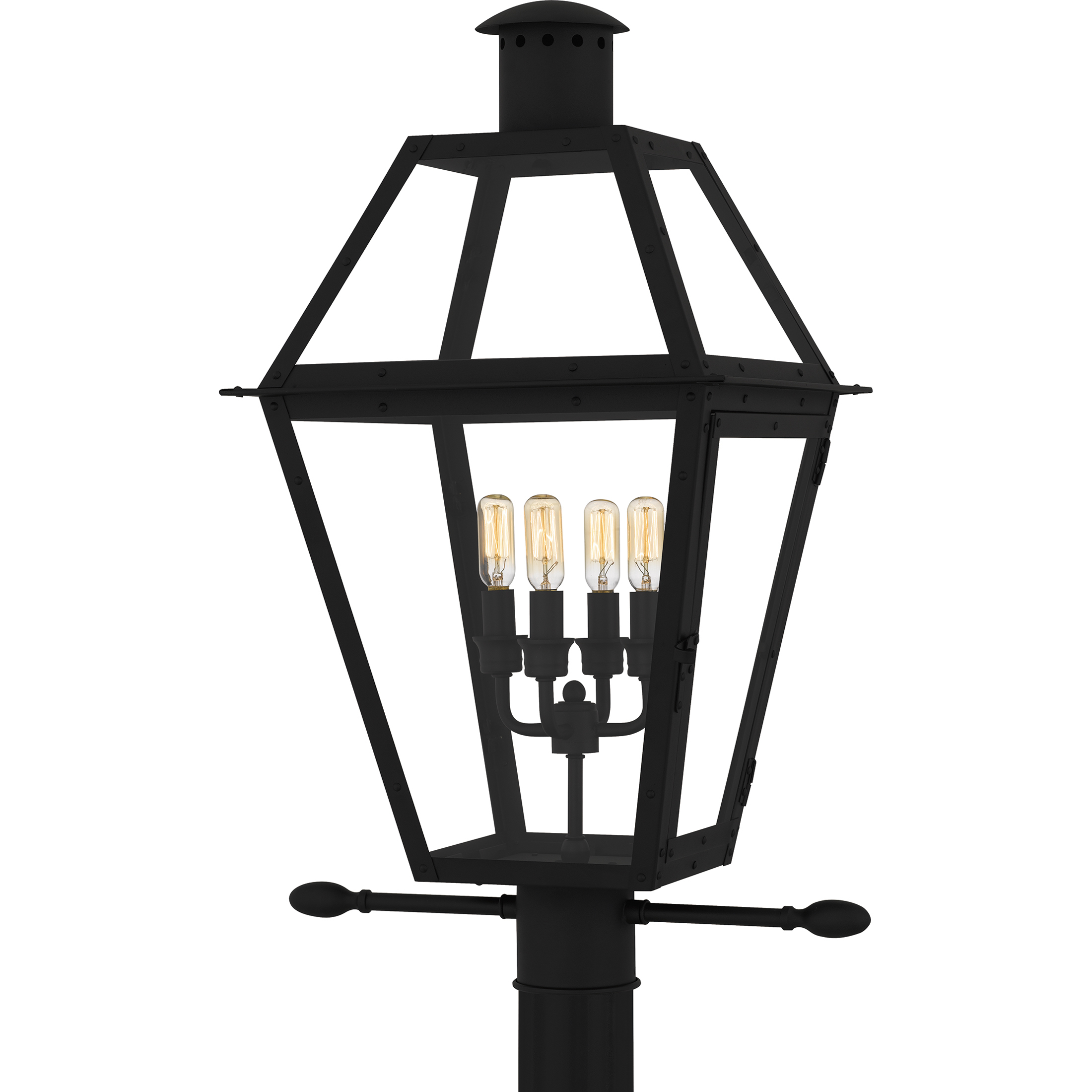 Rue De Royal 4 Light 26 inch Earth Black Outdoor Post Lantern, Extra Large