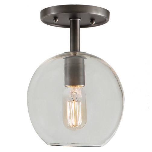 Grand Central 1 Light 7 inch Polished Nickel Flush Mount Ceiling Light in Clear Mouth Blown