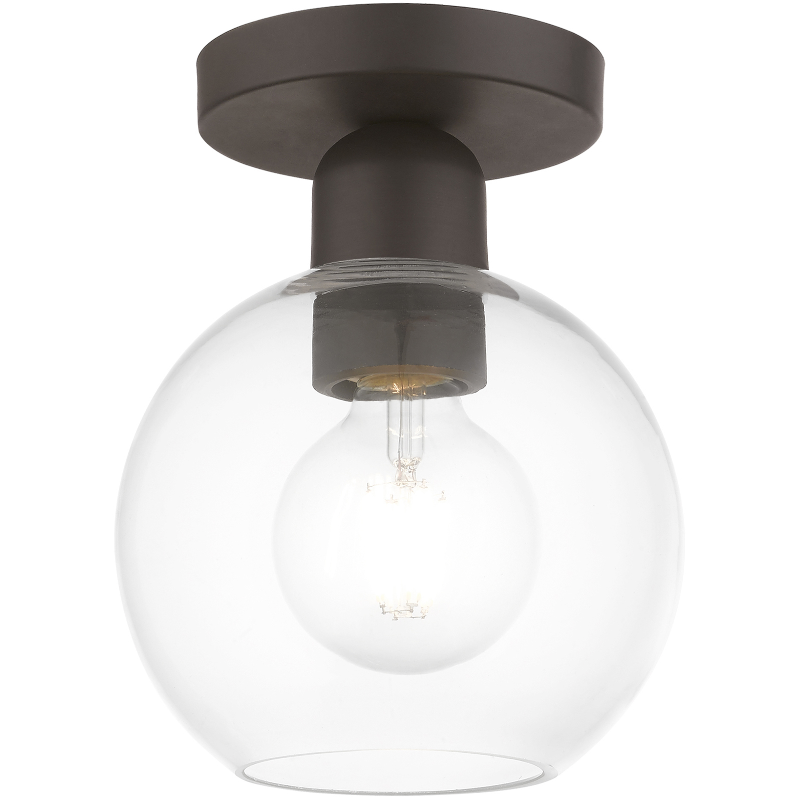 Downtown 1 Light 7 inch Bronze Semi-Flush Ceiling Light, Sphere