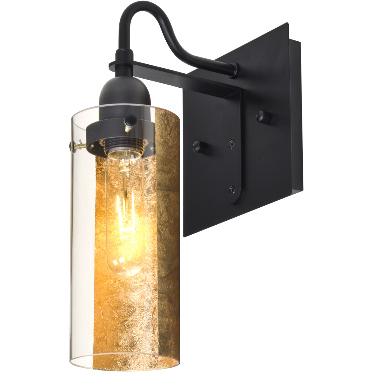 Duke 1 Light 6 inch Black Wall Sconce Wall Light in Gold Foil Glass