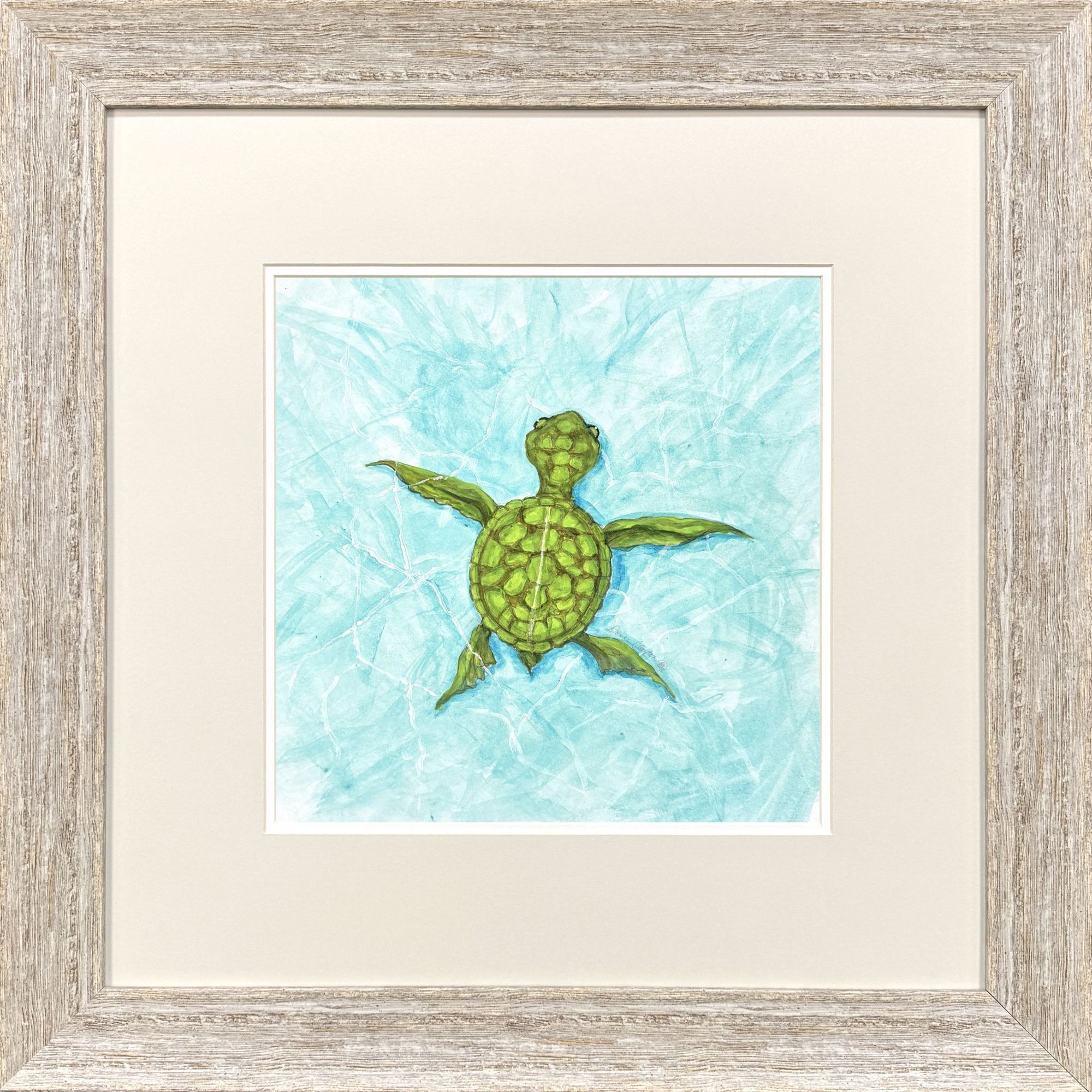 Swim Lesson Blue and Green and Multi and Beige Framed Art, Propac