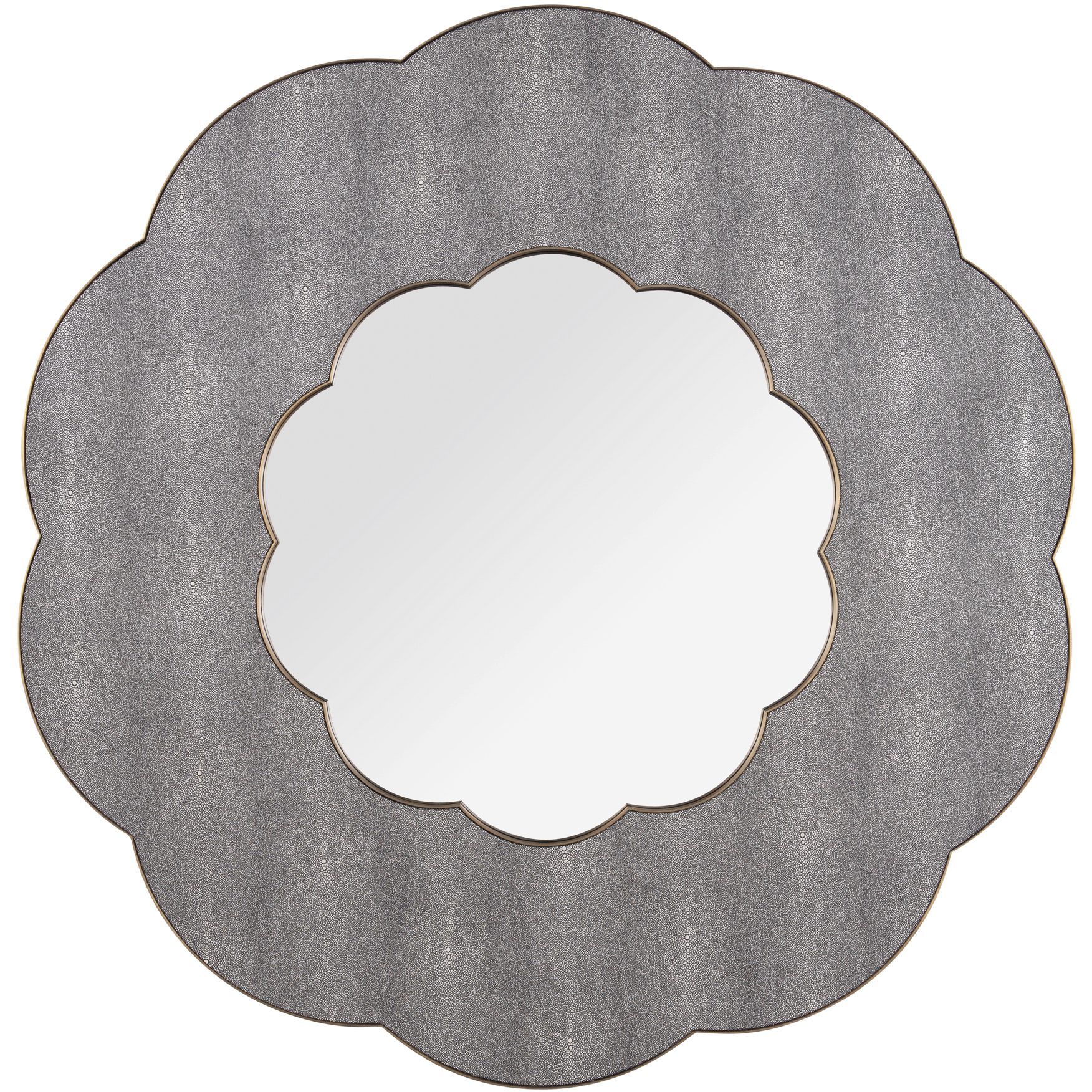 Scallop 54 X 54 inch Gray Shagreen with Weathered Brass Wall Mirror, Varaluz Casa