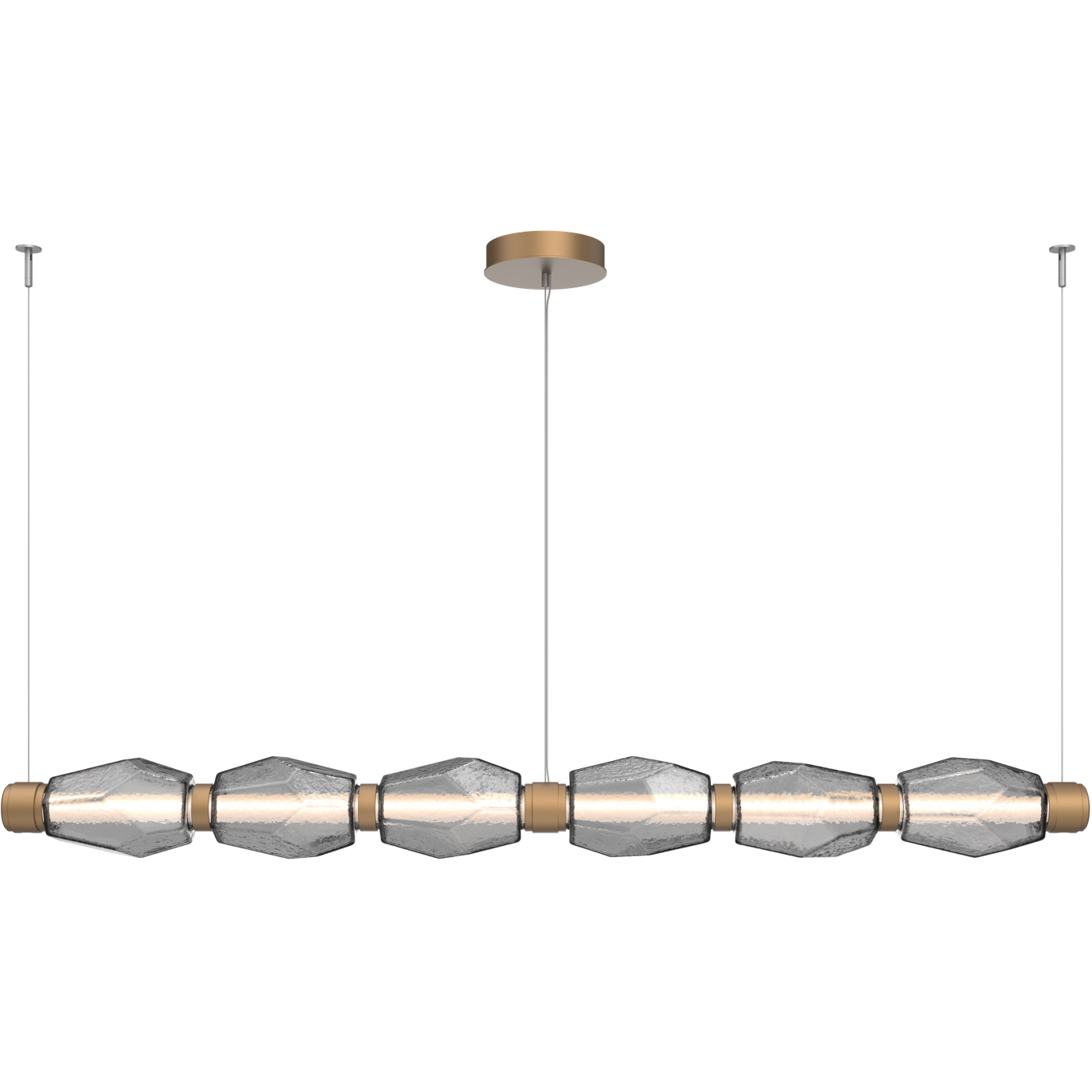 Gem LED 72.6 inch Novel Brass Linear Chandelier Ceiling Light in Smoke, Mandrel