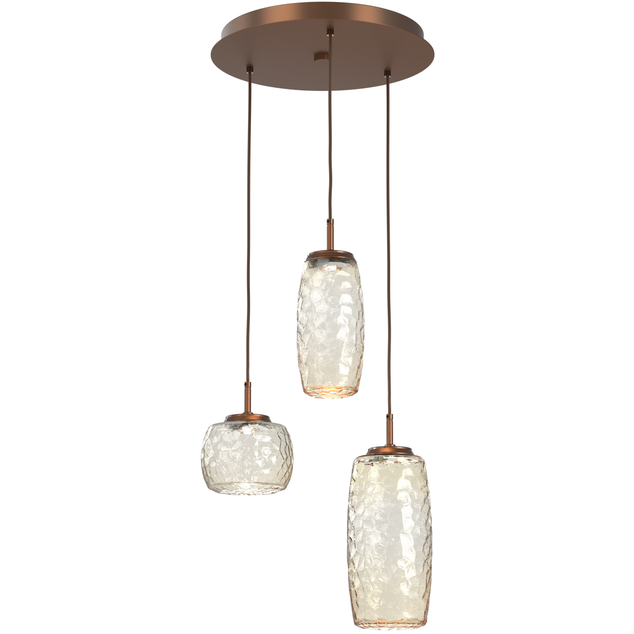Vessel LED Burnished Bronze Multi-Pendant Ceiling Light in Amber, 2700K LED