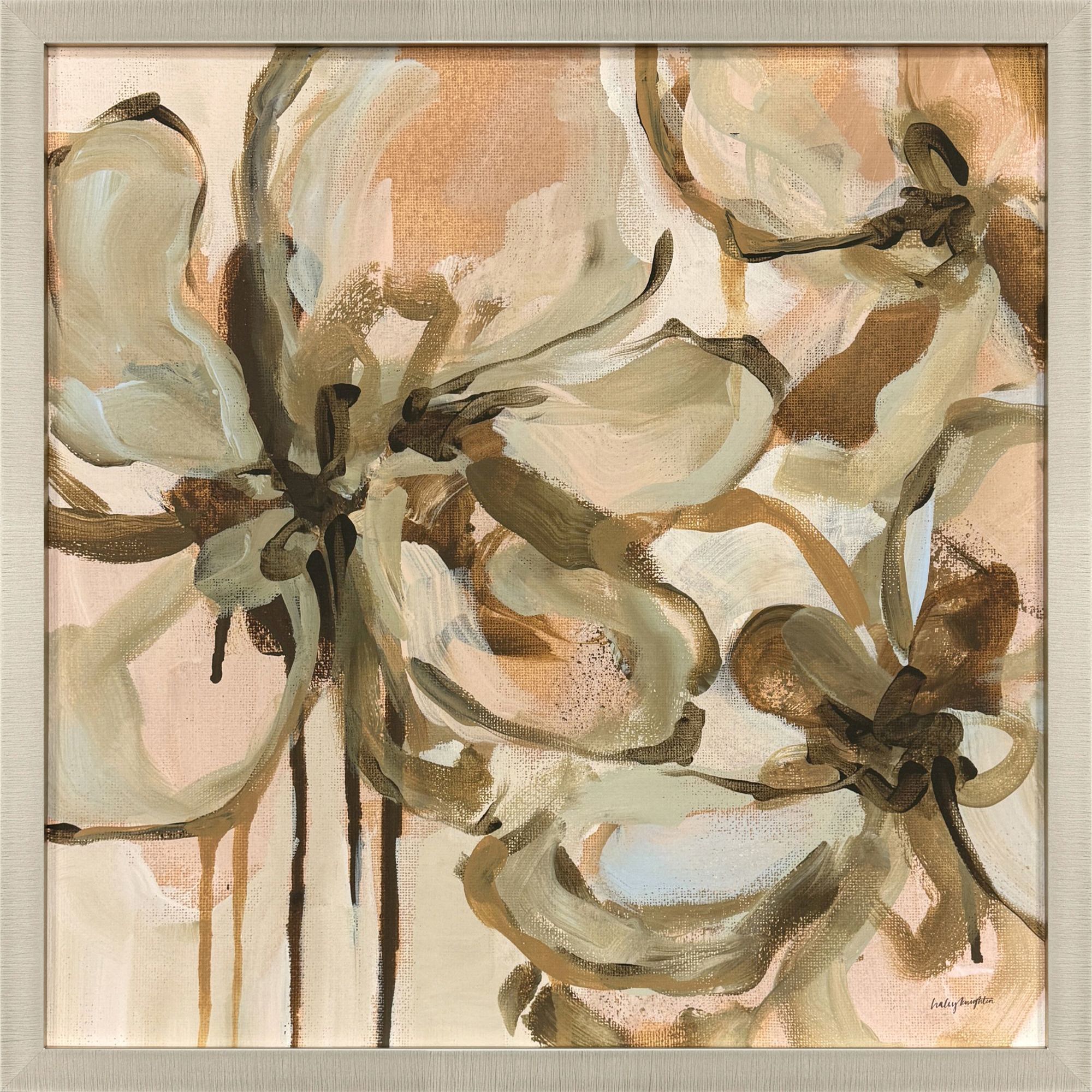 Petal Play Green and Brown and Multi and Pink Framed Art