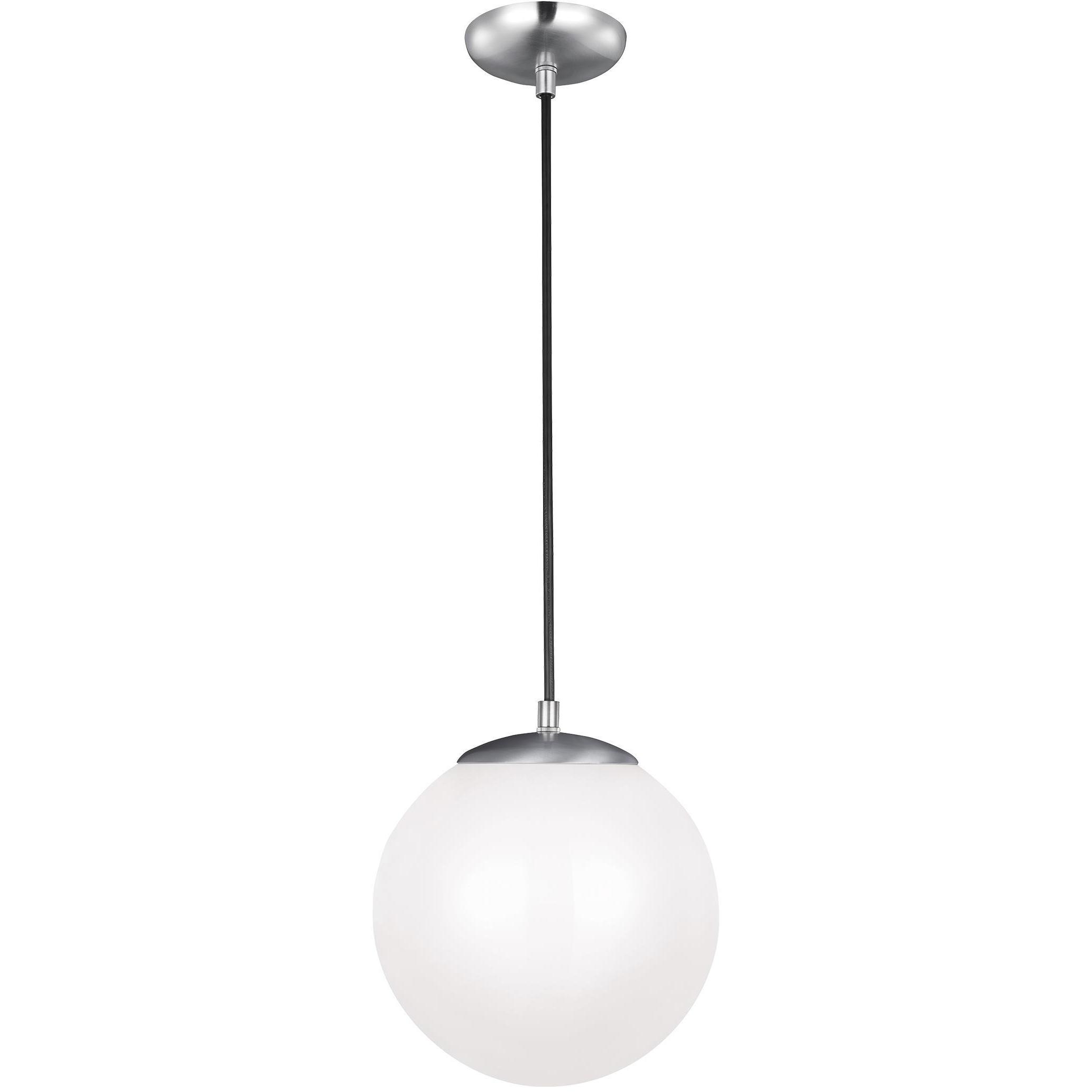 Leo - Hanging Globe LED 10 inch Satin Aluminum Pendant Ceiling Light