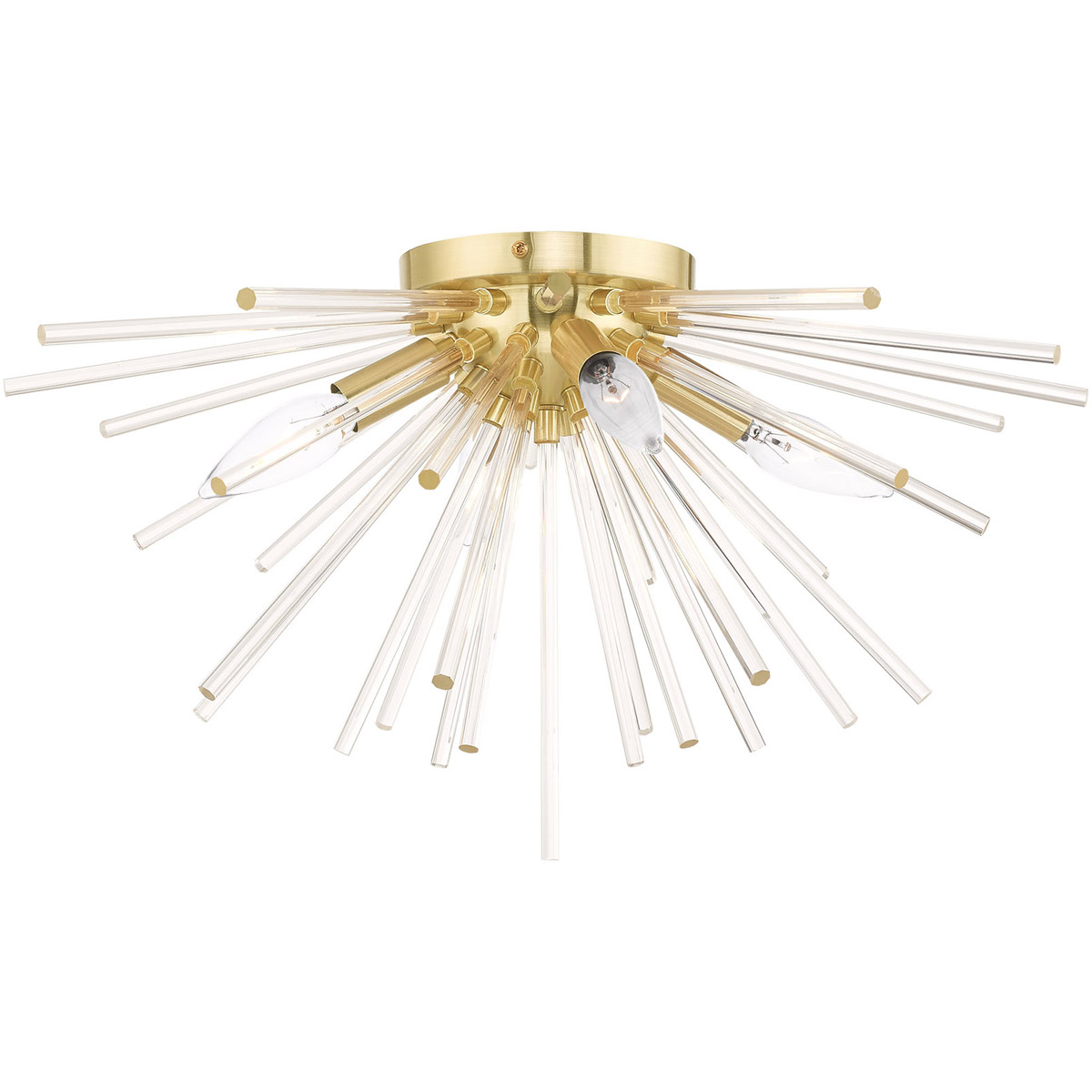 Utopia 4 Light 20 inch Satin Brass Flush Mount Ceiling Light