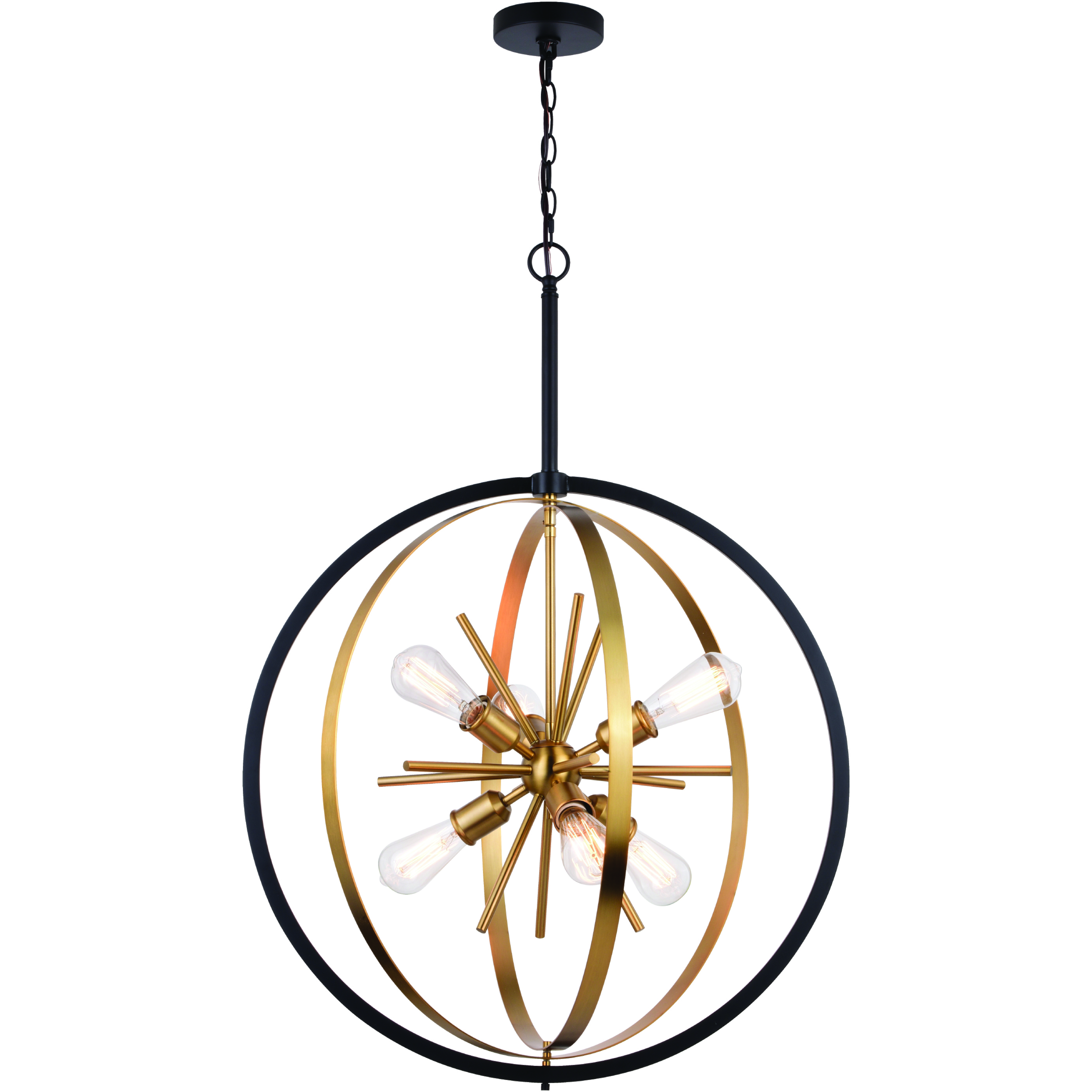 Estelle LED 26.75 inch Natural Brass and Matte Black Pendant Ceiling Light