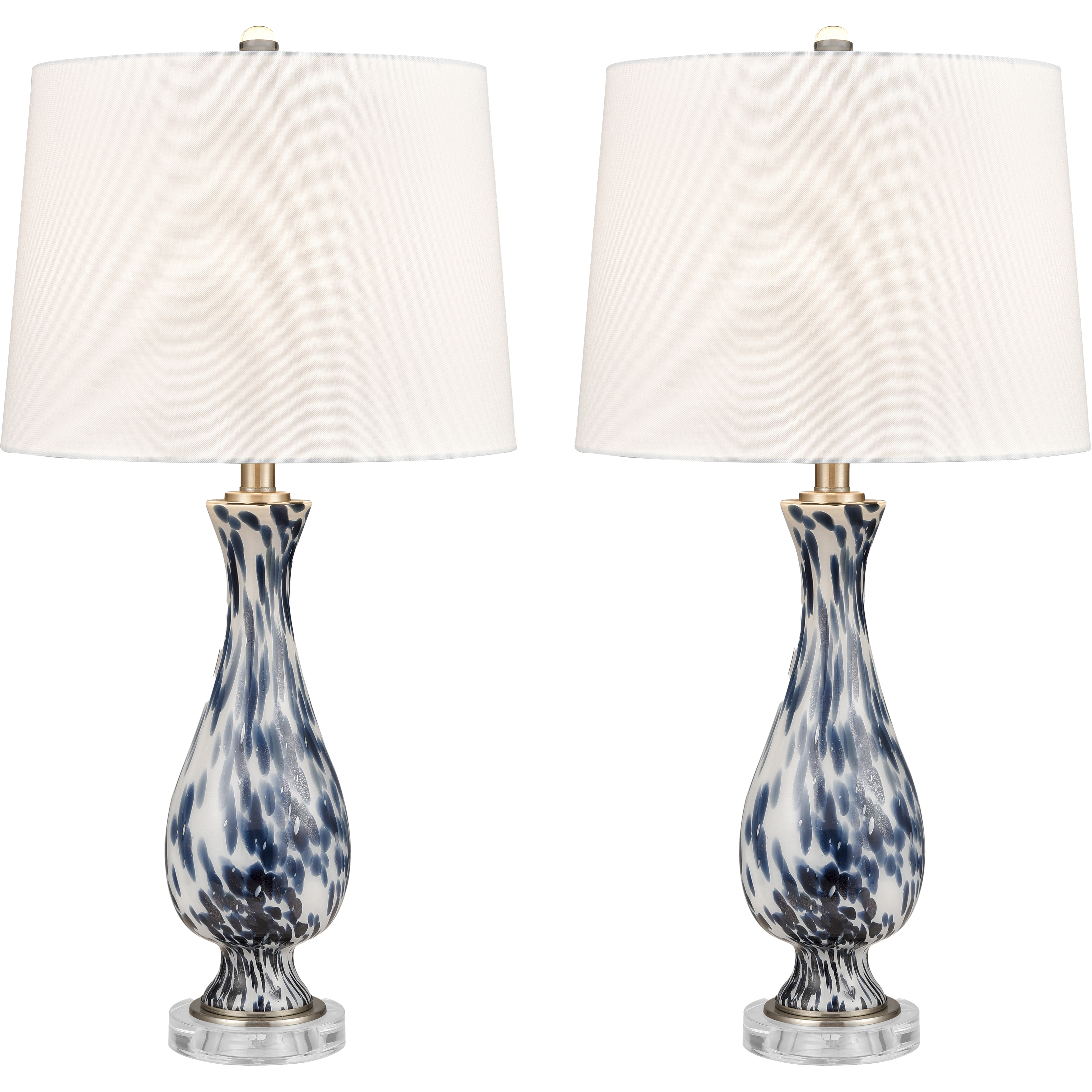 Cordelia Sound 30 inch 150 watt Blue with Clear and Polished Nickel Table Lamp Portable Light, Set of 2