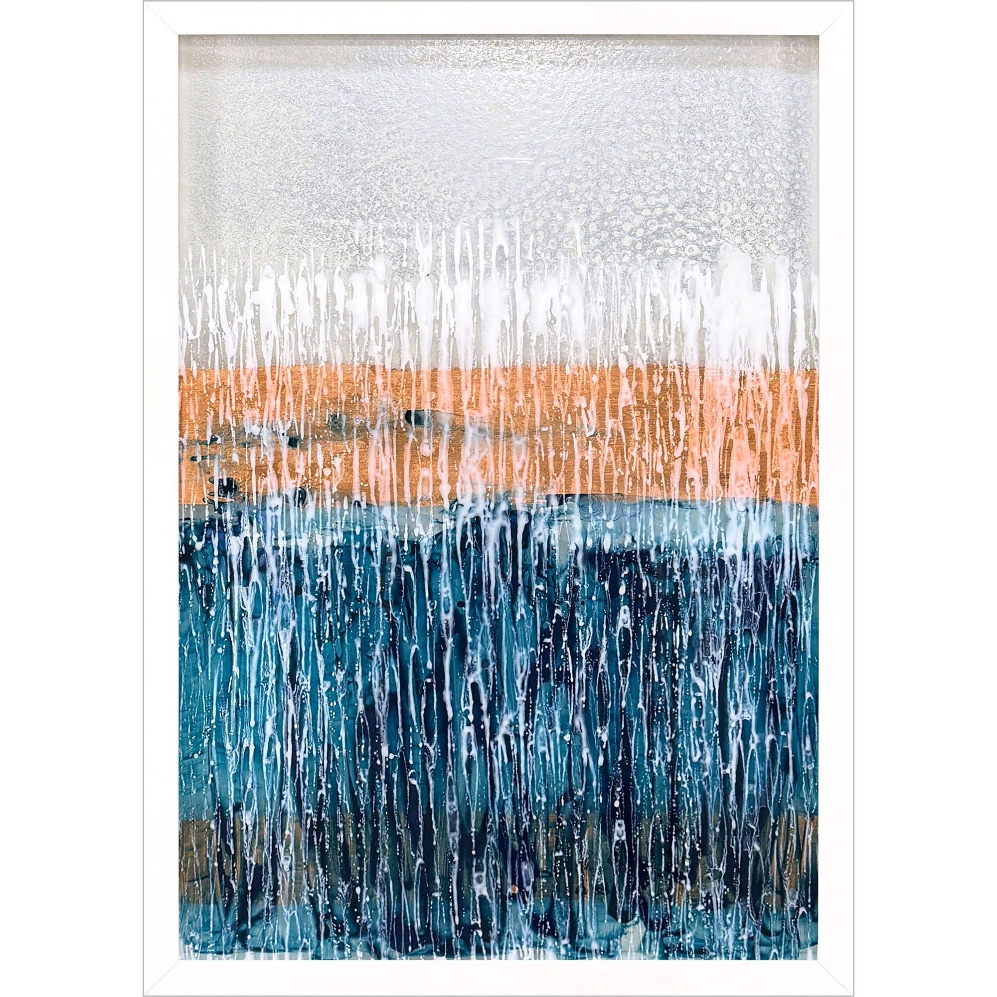 Copper Climber Blue and Metallic and Turquoise and White Framed Art, The Studio