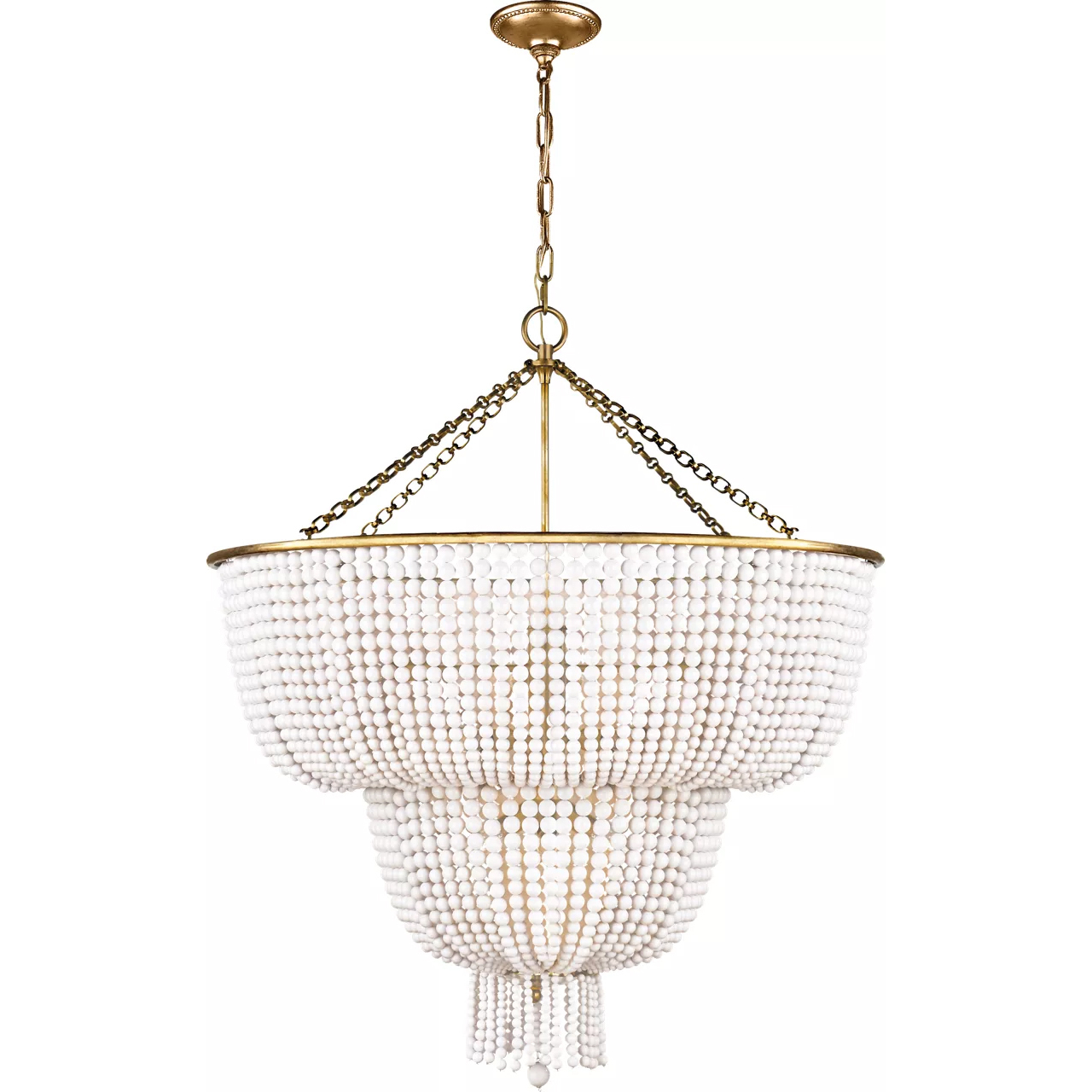 AERIN Jacqueline 12 Light 32.25 inch Hand-Rubbed Antique Brass Two-Tier Chandelier Ceiling Light in White Acrylic