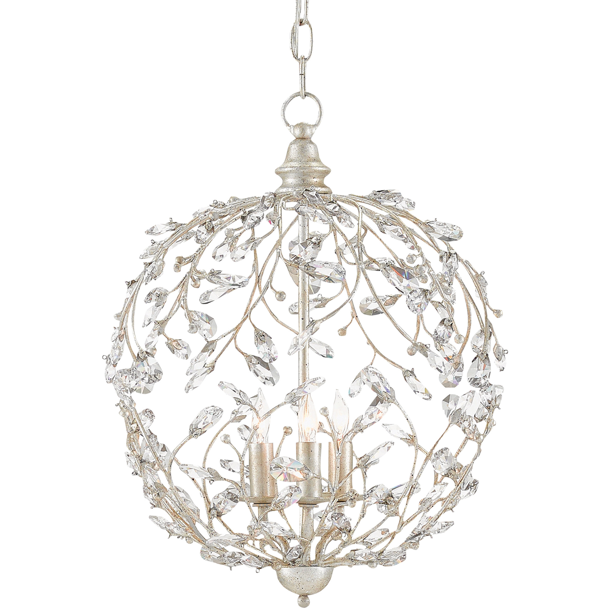Crystal Bud 3 Light 13 inch Silver Granello Chandelier Ceiling Light