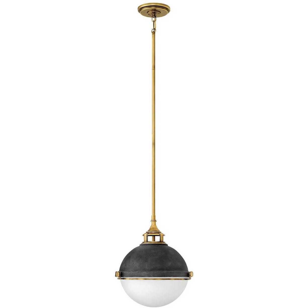 Fletcher 2 Light 13.5 inch Aged Zinc with Heritage Brass Indoor Pendant Ceiling Light