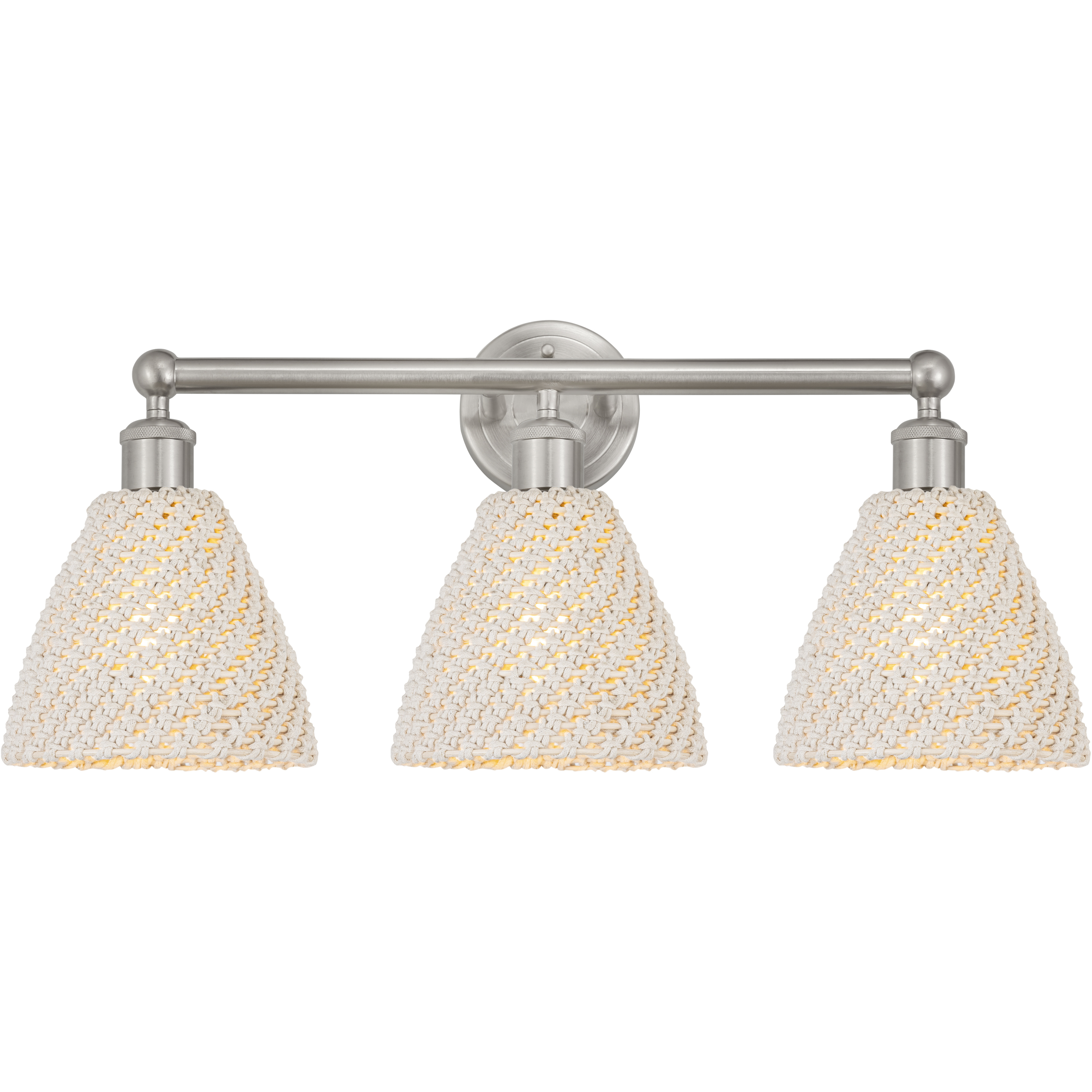 Edison Bristol Natural 3 Light 25.5 inch Brushed Satin Nickel Bath Vanity Light Wall Light