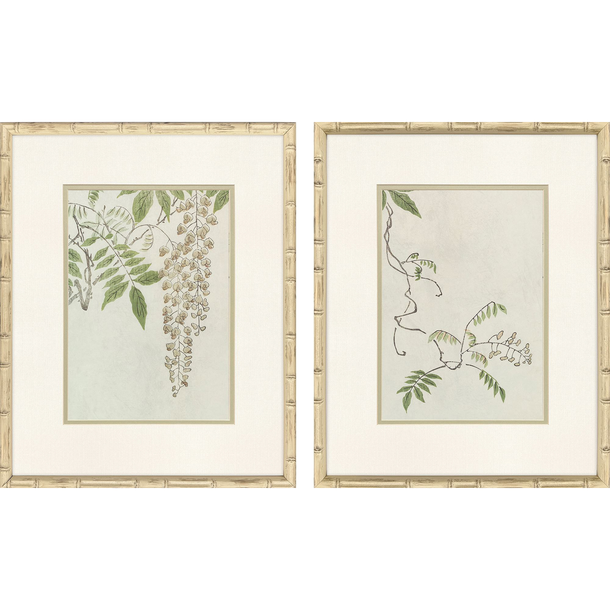 Kiku Green and Multi and Rust and Yellow Framed Art