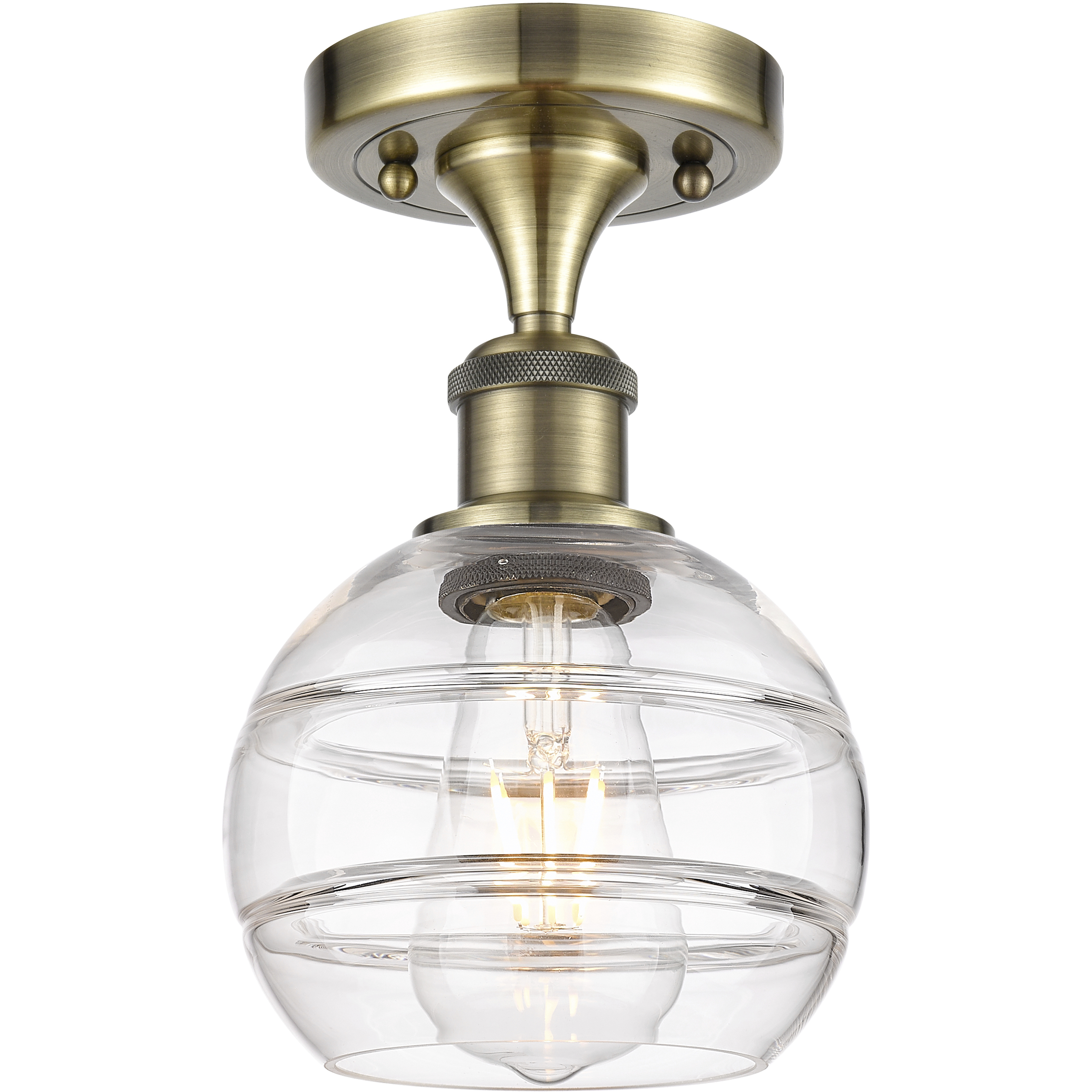 Edison Rochester 1 Light 5.88 inch Antique Brass Semi-Flush Mount Ceiling Light
