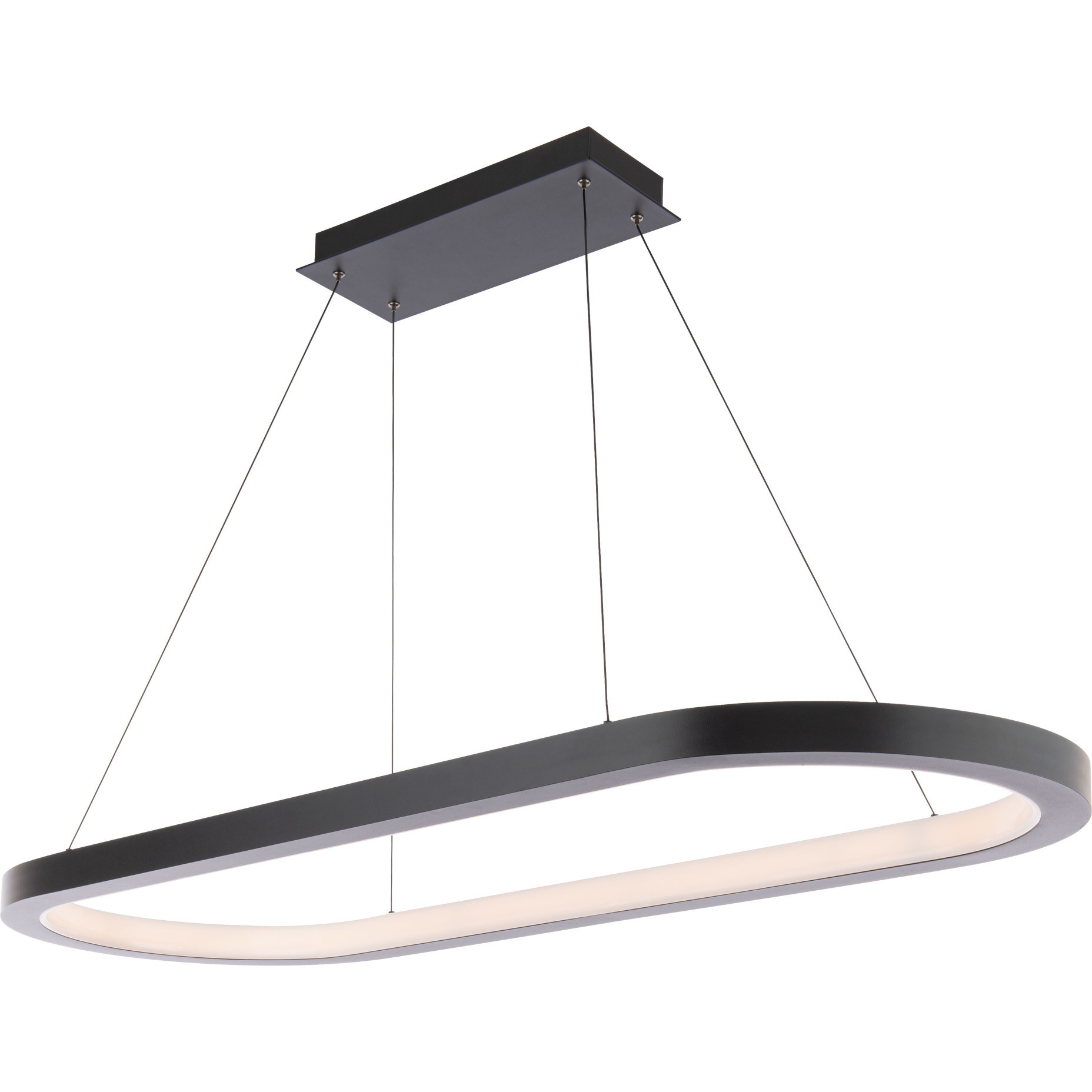 Racetrack LED 17.38 inch Black Chandelier Ceiling Light in 3000K
