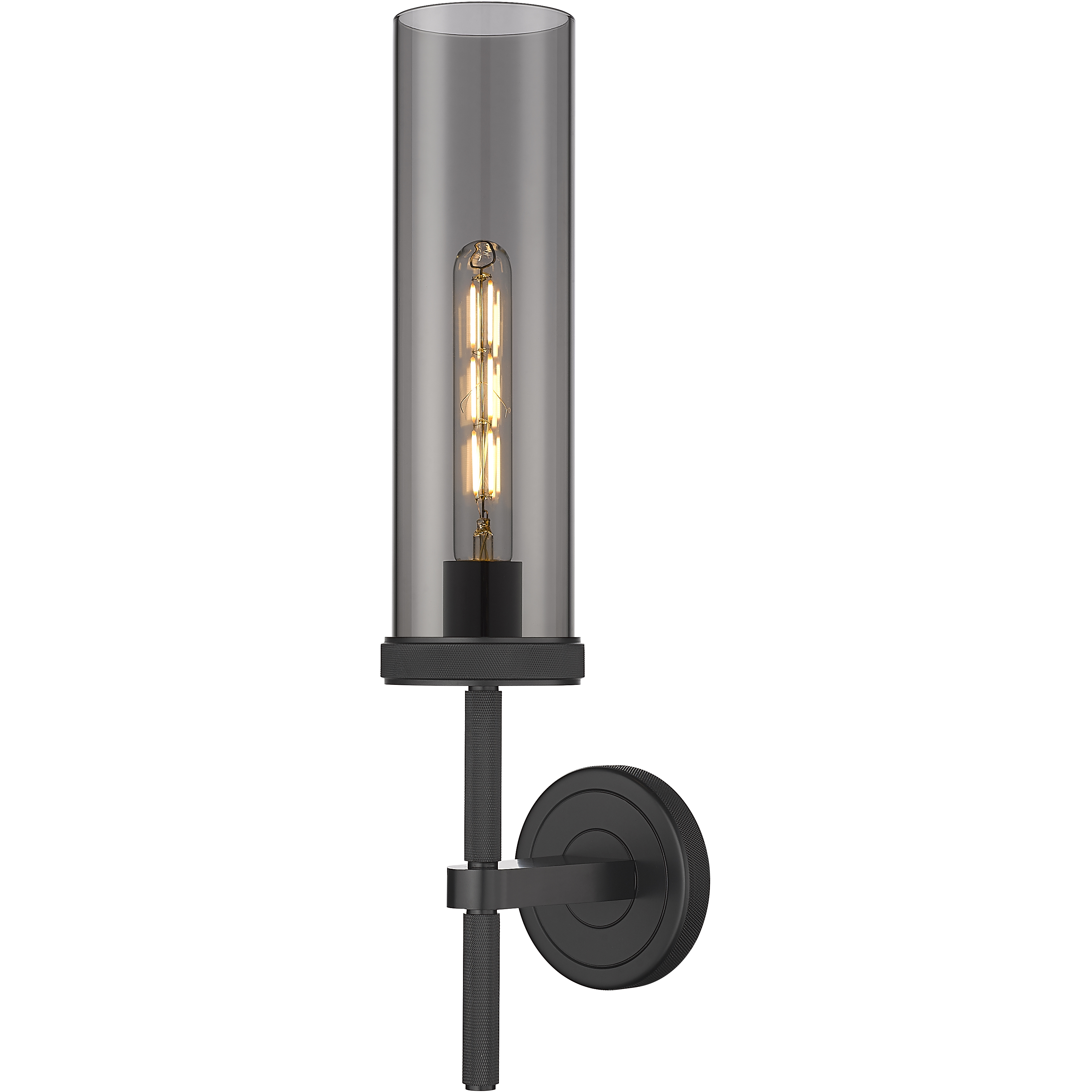 Lincoln 1 Light 3.5 inch Matte Black Sconce Wall Light in Light Smoke Glass
