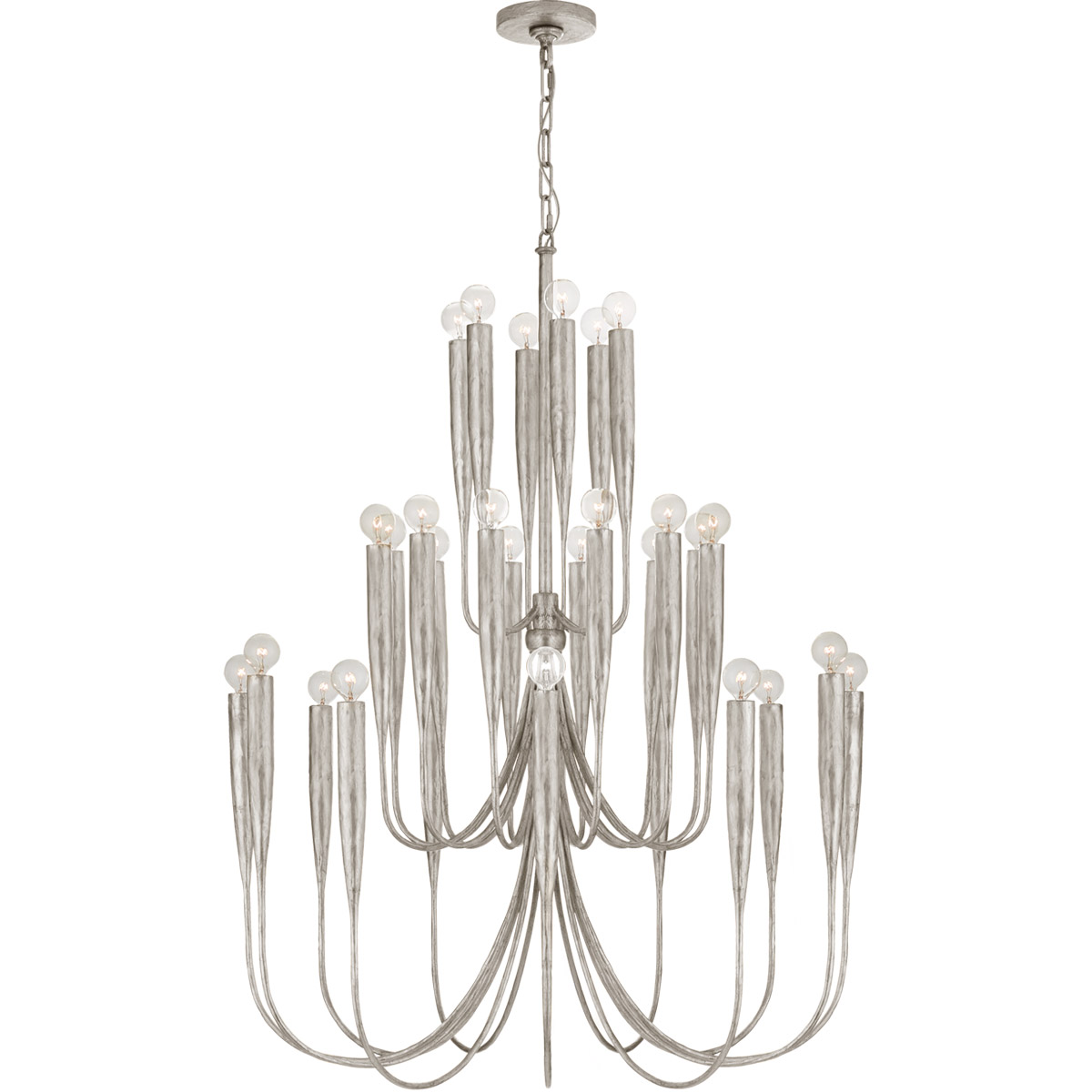 Julie Neill Acadia 30 Light 33 inch Burnished Silver Leaf Chandelier Ceiling Light, Large