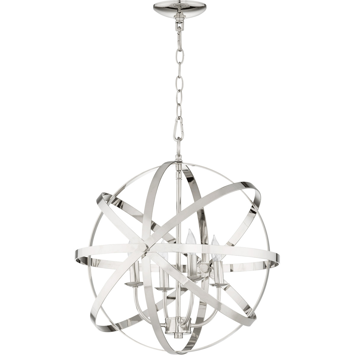Celeste 4 Light 19 inch Polished Nickel Chandelier Ceiling Light, Sphere