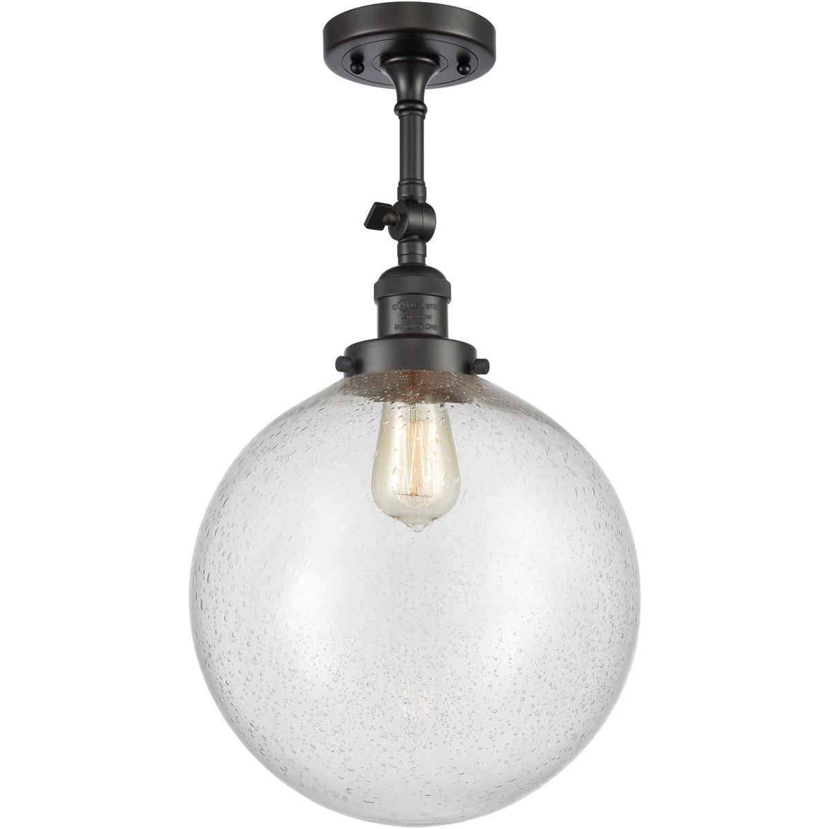 Franklin Restoration XX-Large Beacon LED 12 inch Oil Rubbed Bronze Semi-Flush Mount Ceiling Light in Seedy Glass, Franklin Restoration