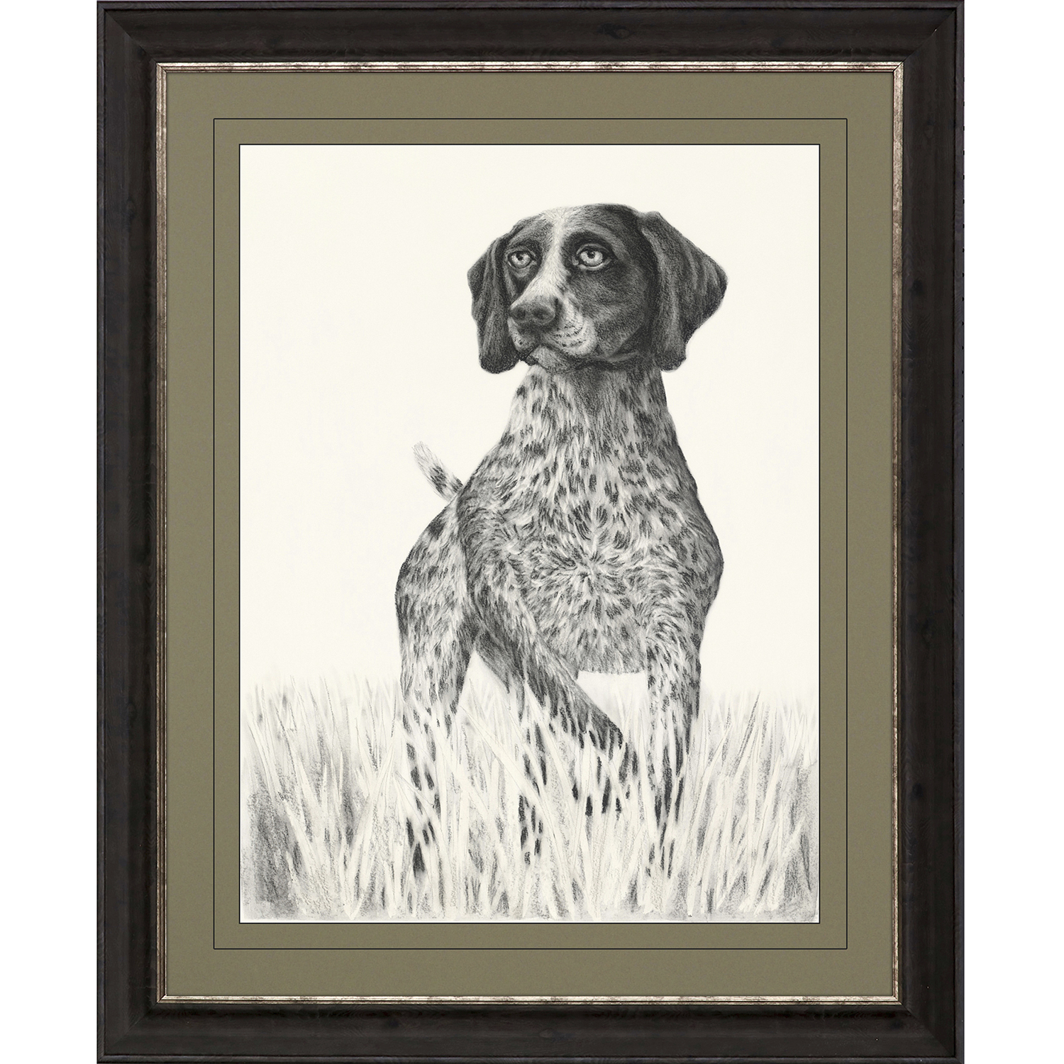 Canine Gaze / Canine Watch Black and Beige and Neutral Framed Art