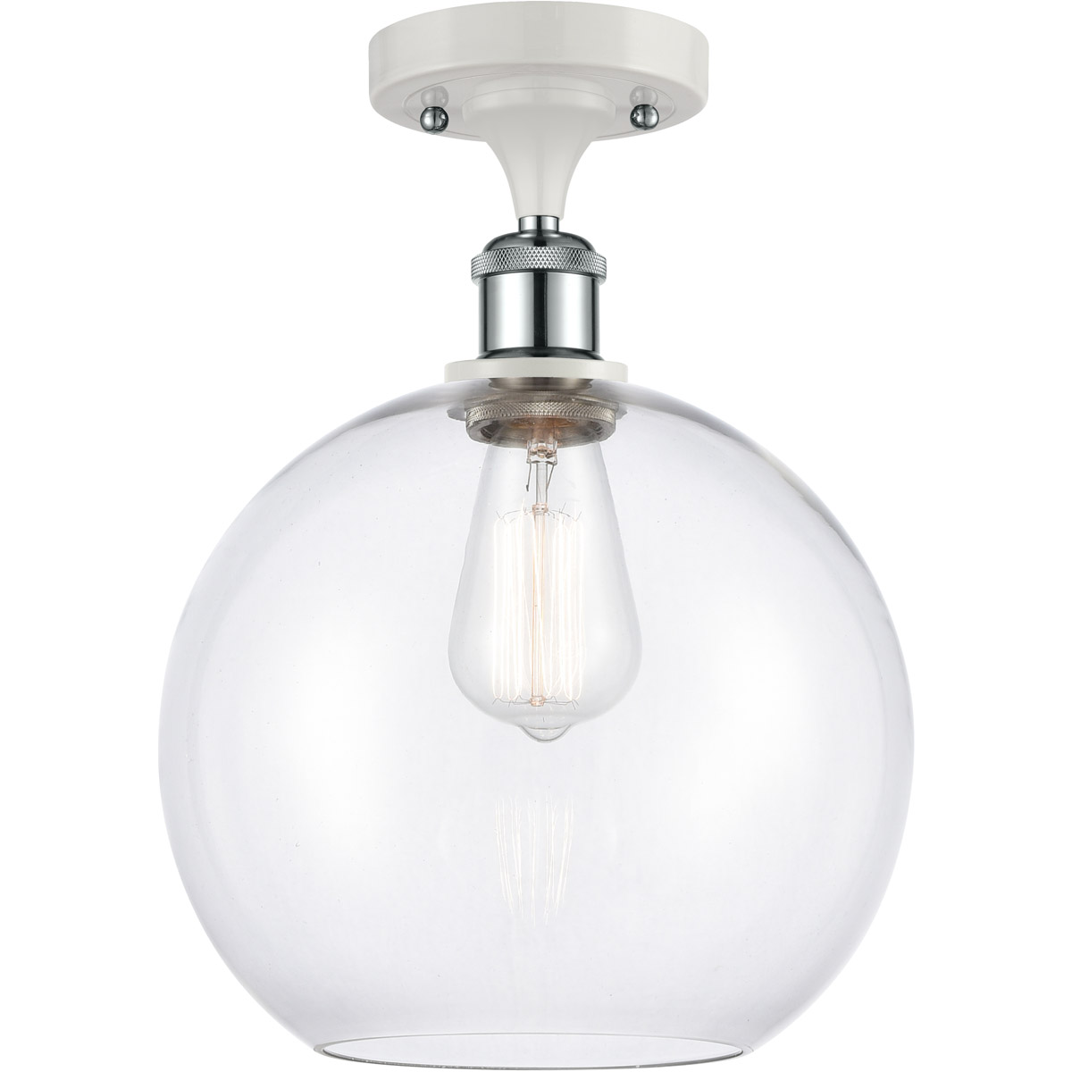 Ballston Large Athens LED 10 inch White and Polished Chrome Semi-Flush Mount Ceiling Light in Clear Glass, Ballston