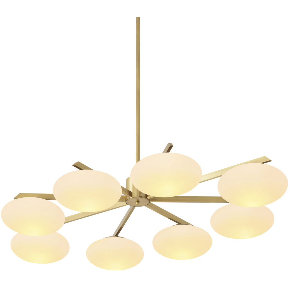 Evergreen 8 Light 37.4 inch Antique Brass and White Glass Chandelier Ceiling Light