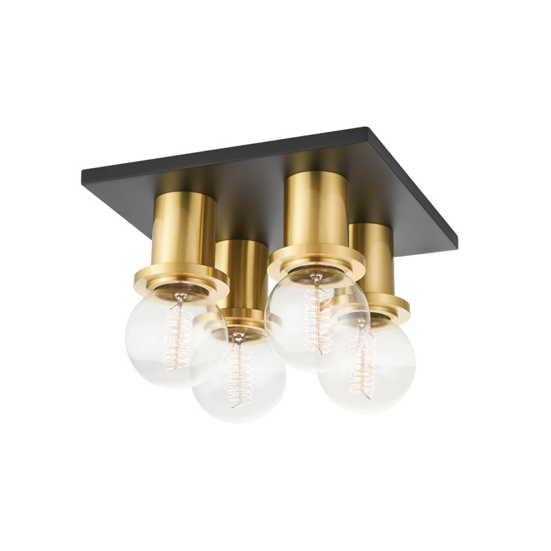 Mitzi H526504-AGB/SBK Brandi 4 Light 9 inch Aged Brass/Soft Black Flush ...