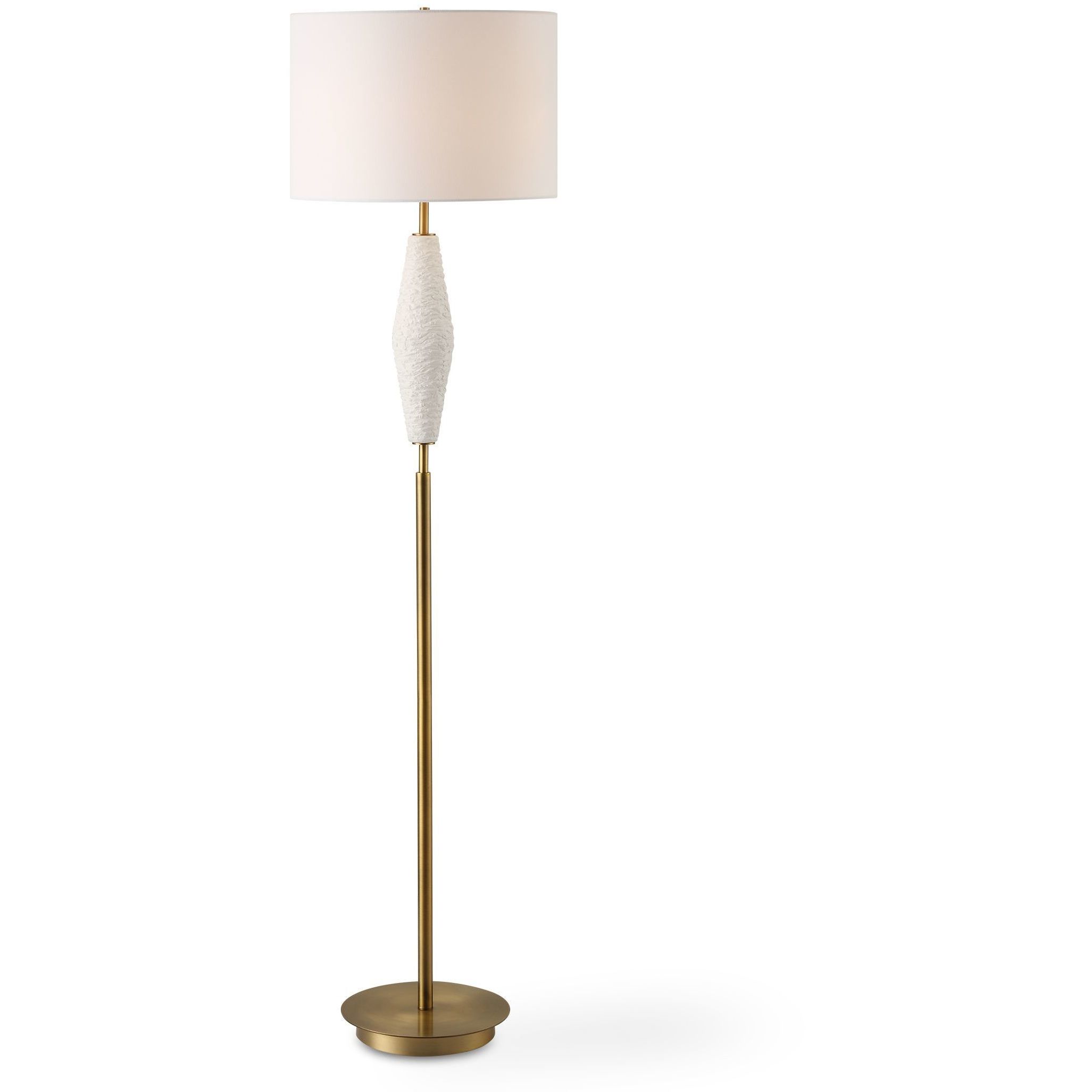 Quite The Buzz 65.5 inch 150.00 watt Textured White Ceramic and Antique Brass Floor Lamp Portable Light