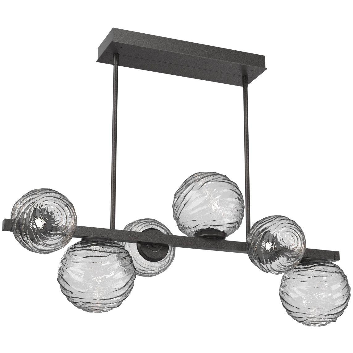 Gaia LED 60 inch Graphite Linear Multi-Pendant Ceiling Light in Clear, 2700K LED, Twisted Branch