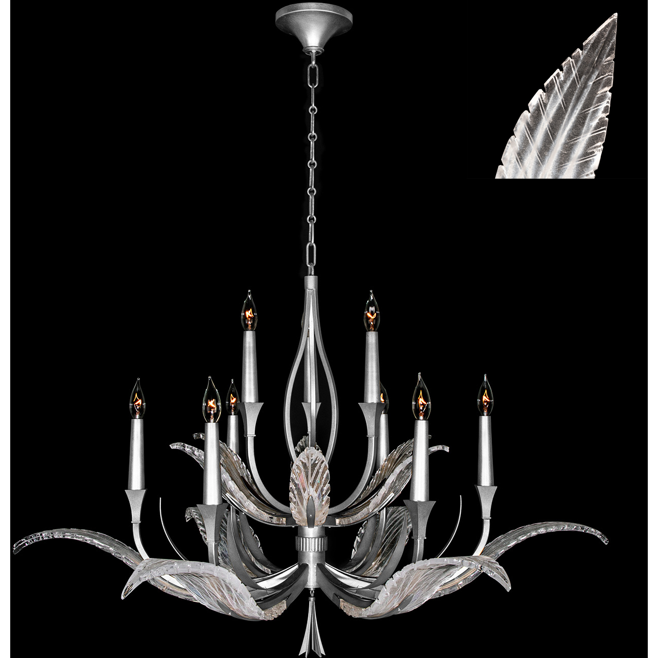 Plume 9 Light 45 inch Silver Chandelier Ceiling Light