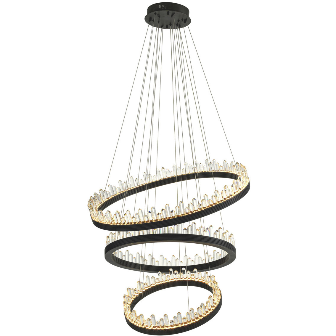 Randall Bronze and Crystal Glass Chandelier Ceiling Light
