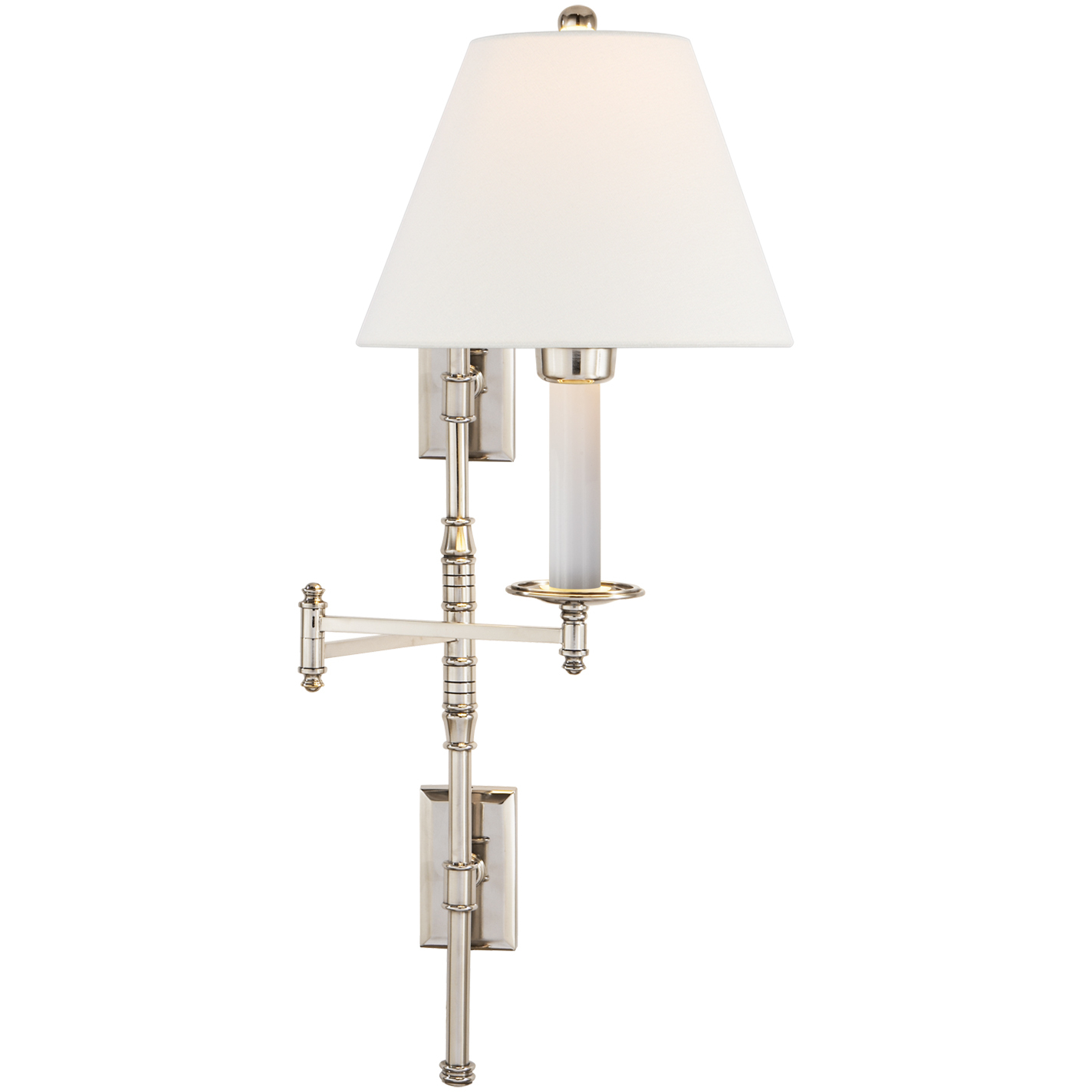 Chapman & Myers Dorchester3 24 inch 100 watt Polished Nickel Double Backplate Swing Arm Wall Light in Linen