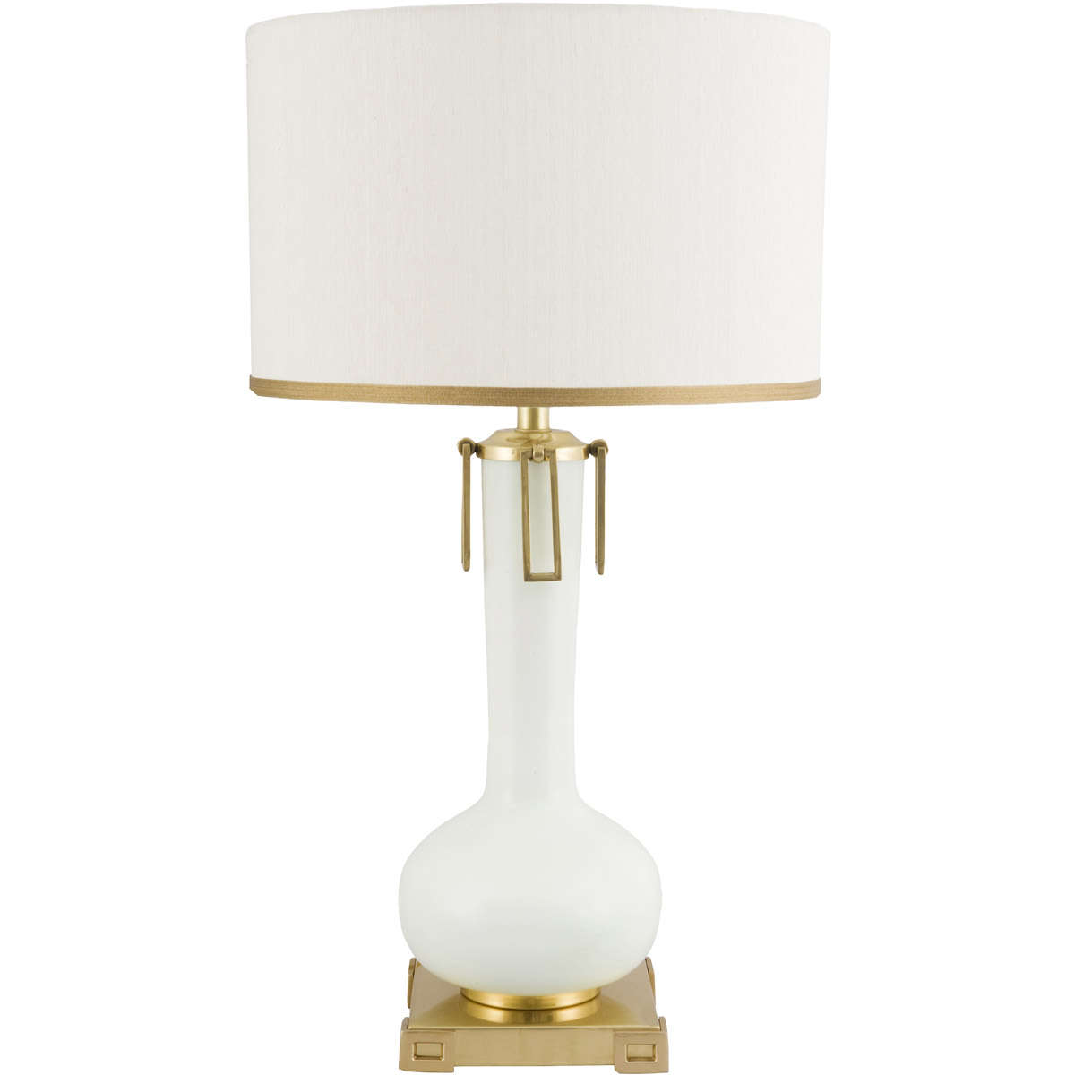 Larry Laslo 31 inch 60.00 watt Ivory White/Antique Brass Table Lamp Portable Light