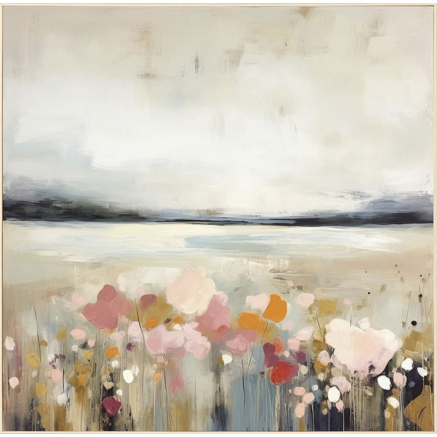 Observe the Beauty Pink and Beige and Blue and Multi Framed Art